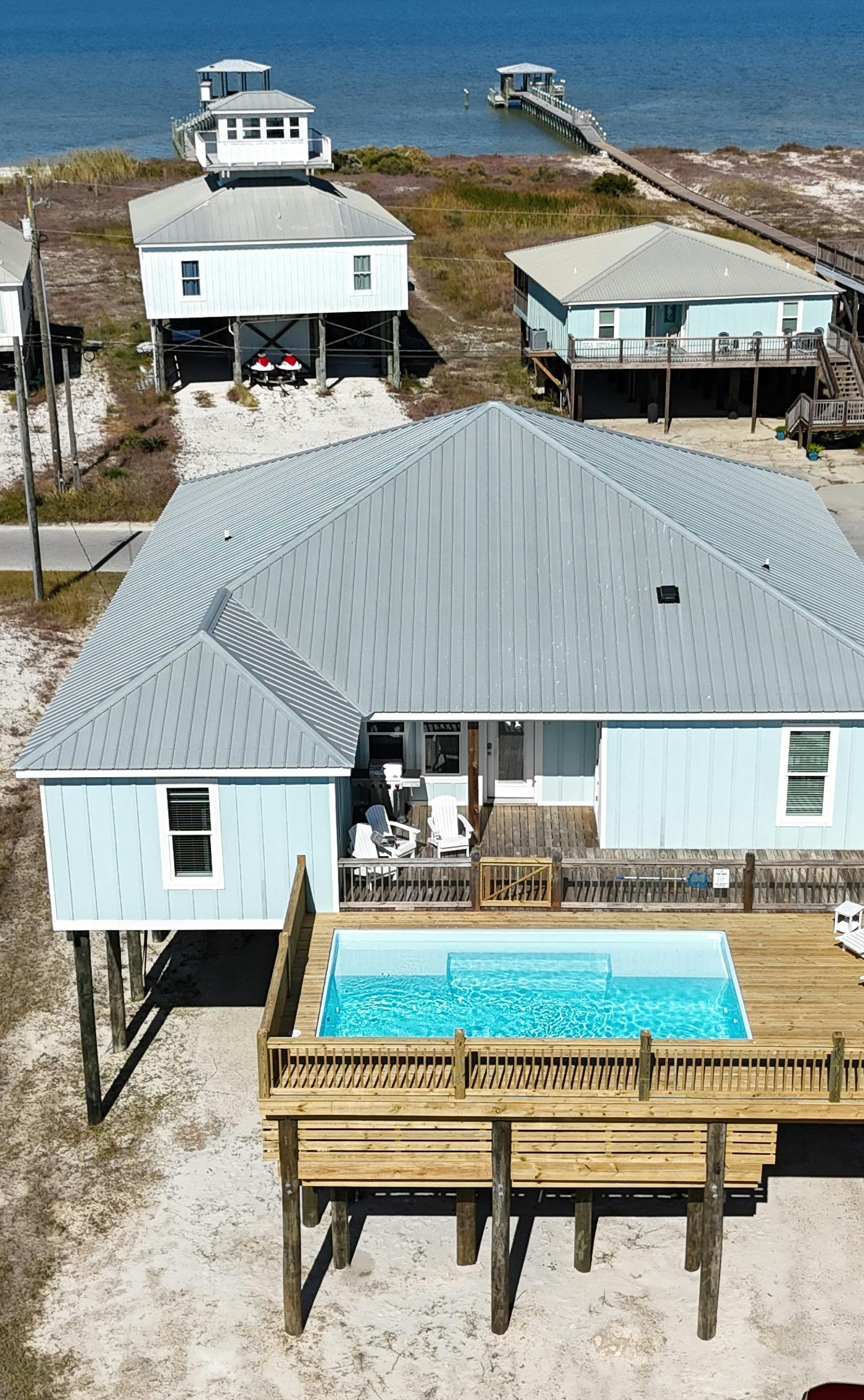 Beach house with Gulf views, deck, hot tub, new pool, grill, & WiFi
