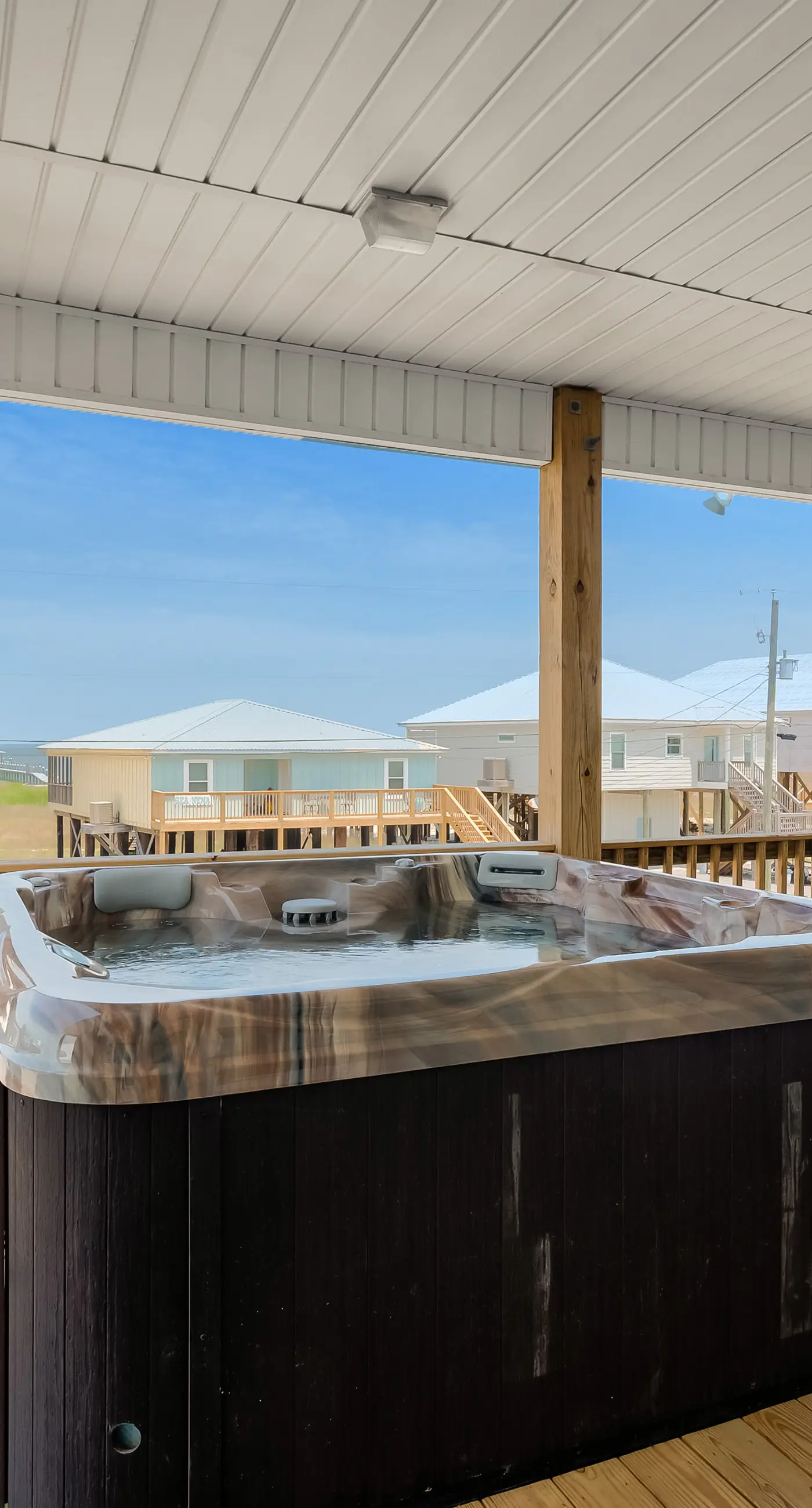 Beach house with Gulf views, deck, hot tub, new pool, grill, & WiFi