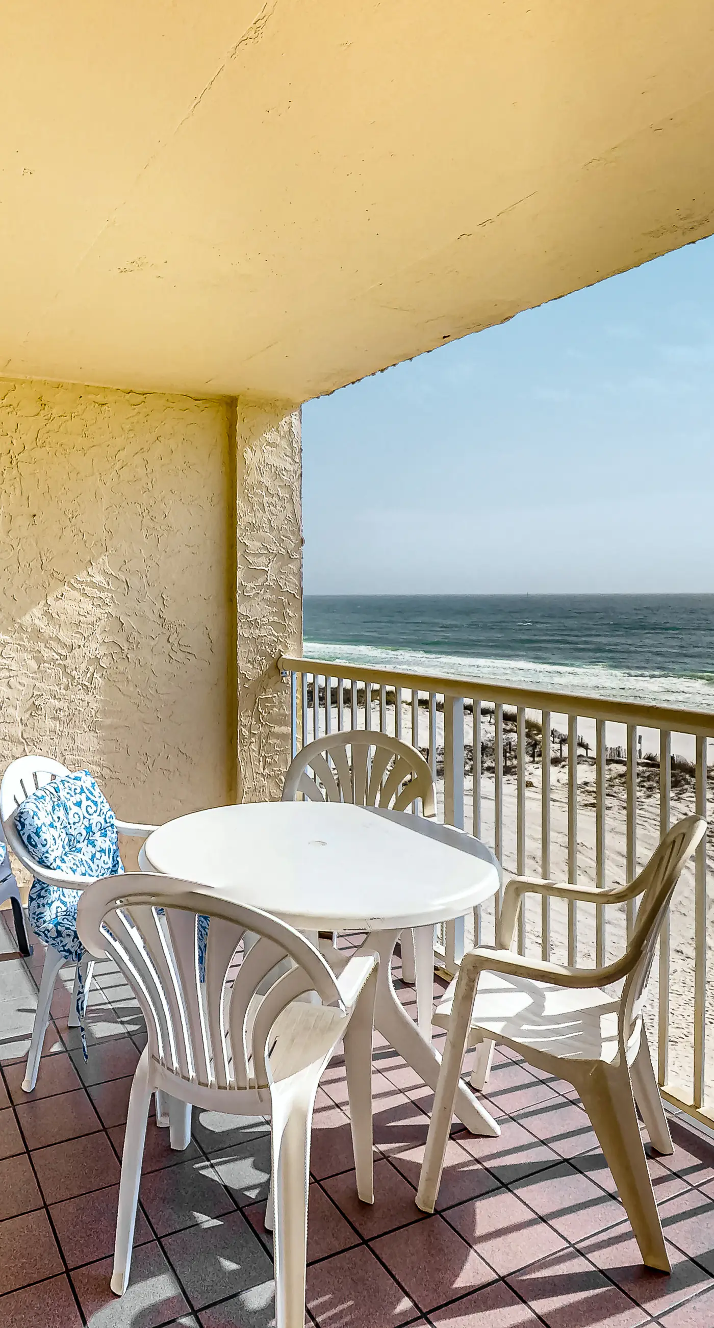 Fourth-floor Gulf-front getaway with balcony, views, central AC, & outdoor pool