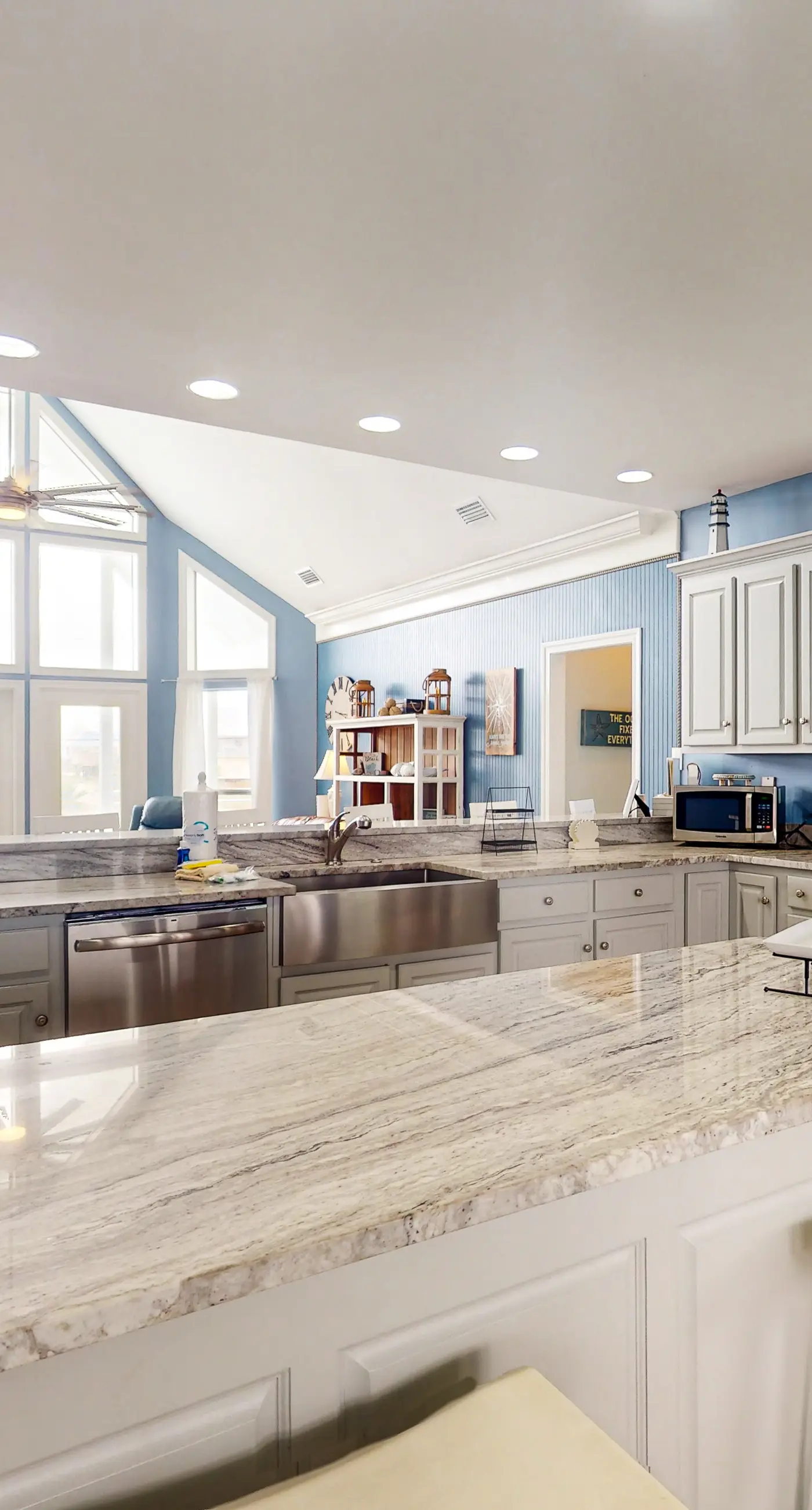 Two-story, dog-friendly home with partial ocean views, decks, private washer,dryer