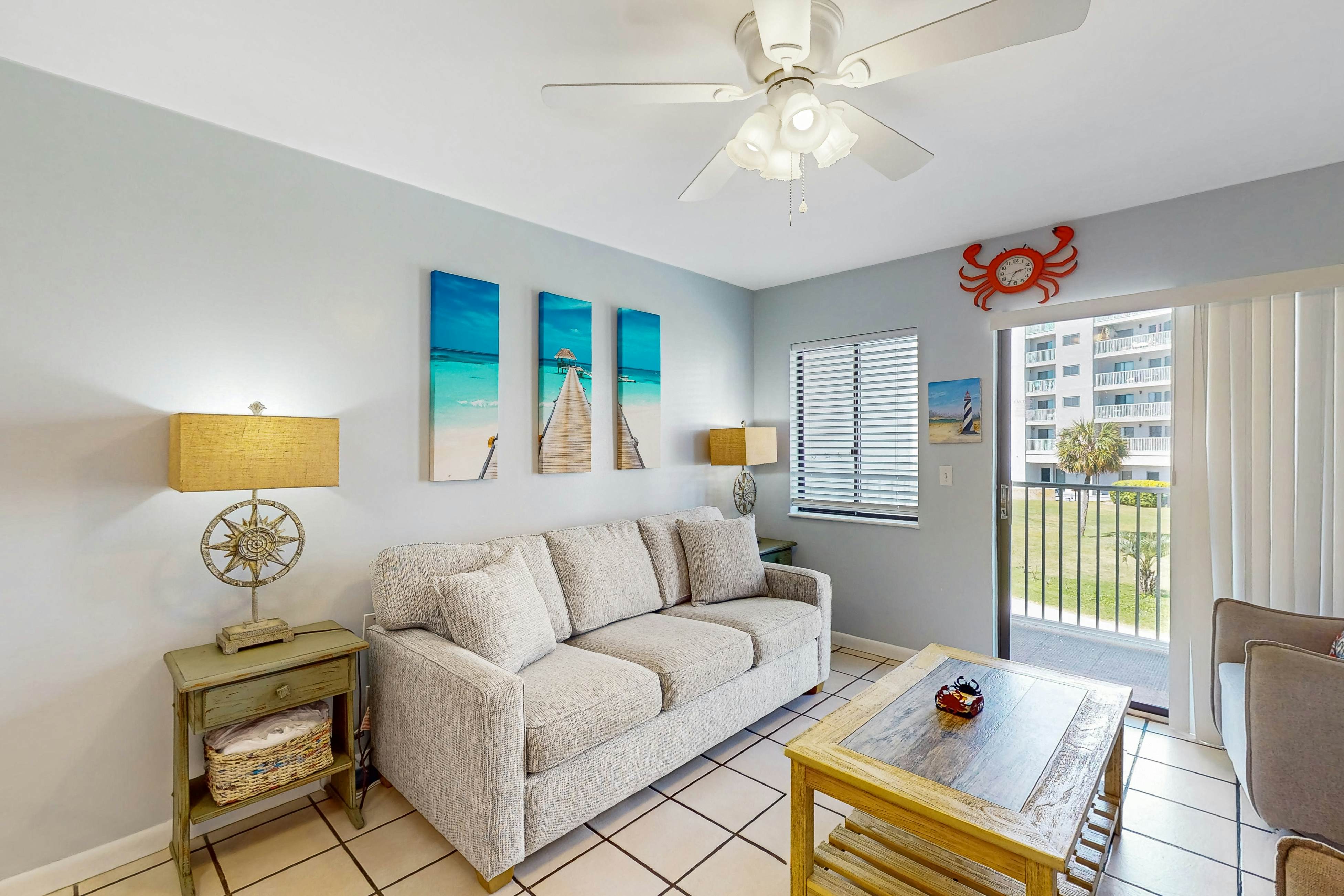 Ocean-view condo with pools, fitness center, beach access and golf