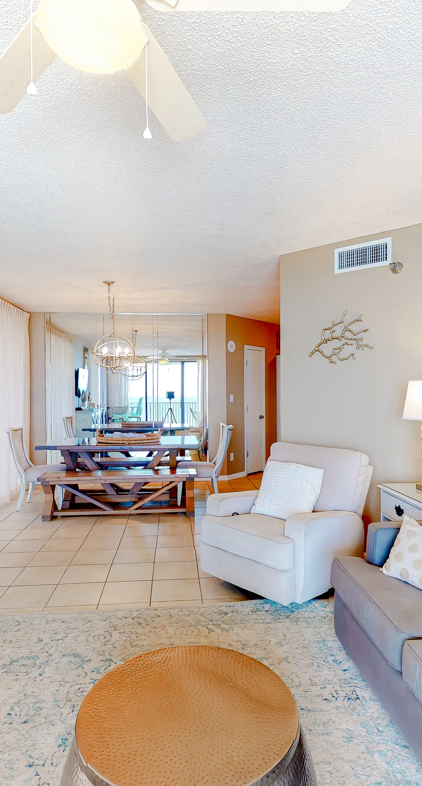 Large beachfront condo with views from private balcony and shared hot tub & pool