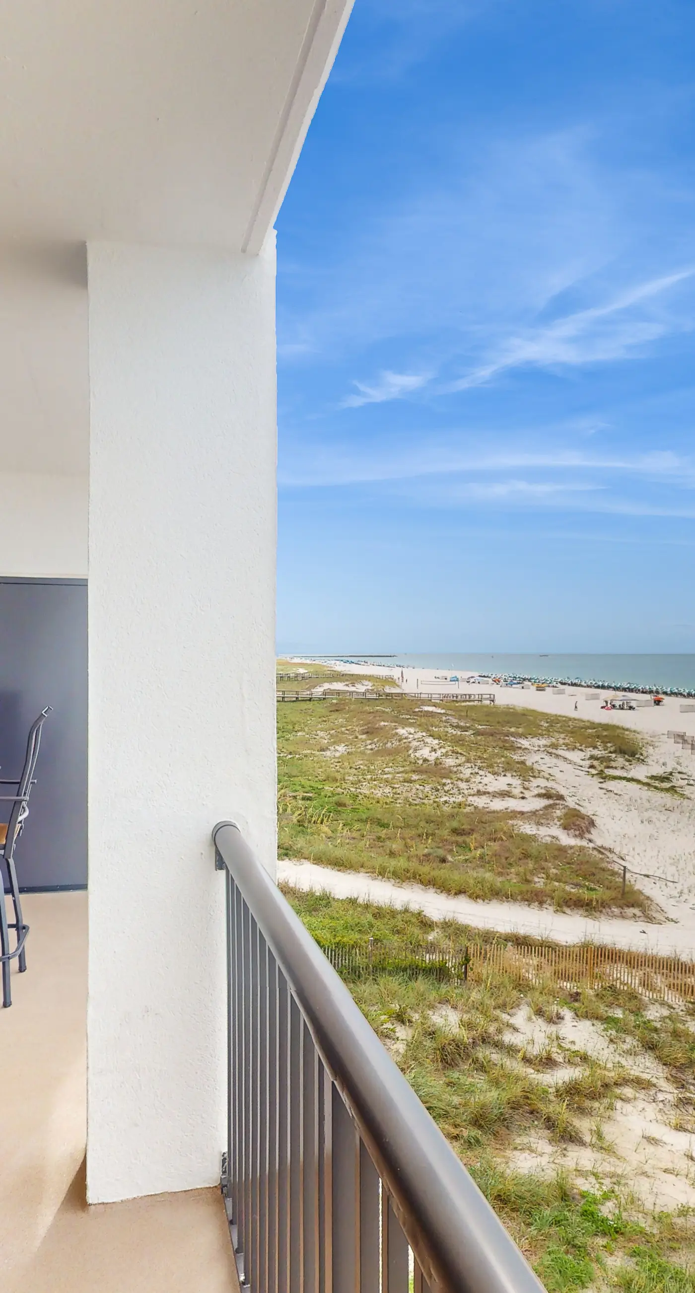 Beachfront condo with shared Gulf front outdoor pool, heated indoor pool, & sauna