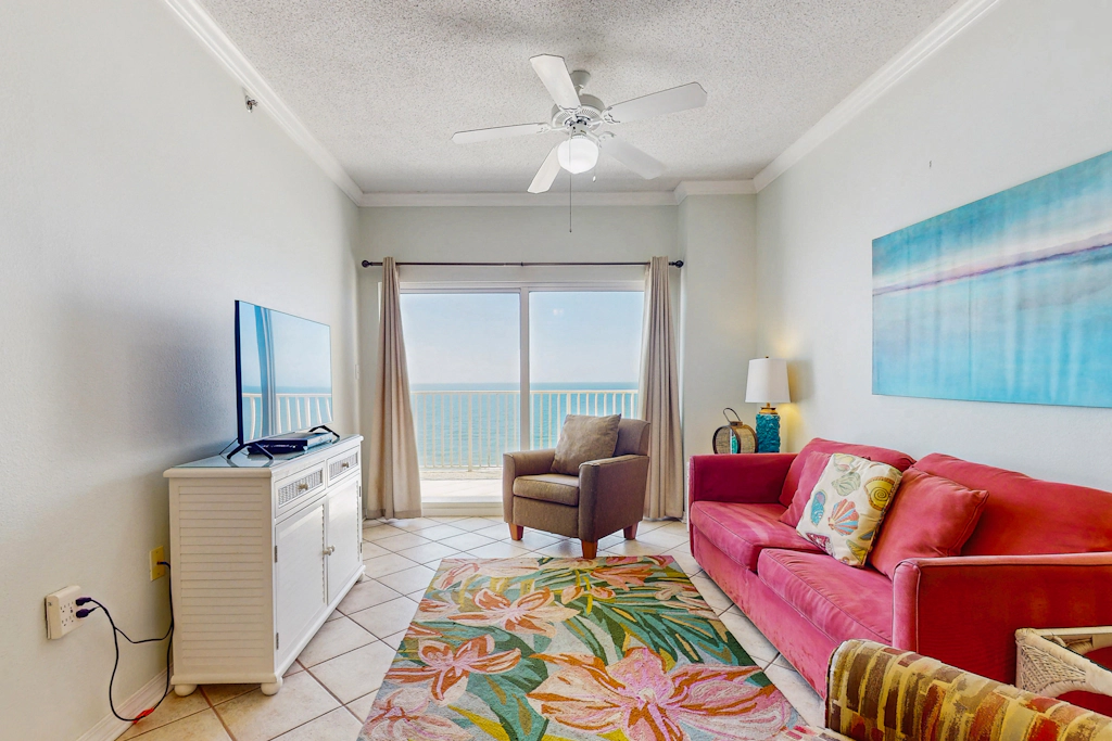 Beachfront property with Gulf-view balcony, outdoor pool & hot tub - near shops