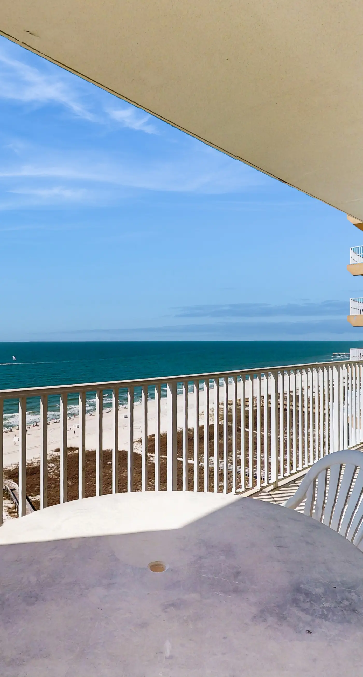 Beachfront property with Gulf-view balcony, outdoor pool & hot tub - near shops