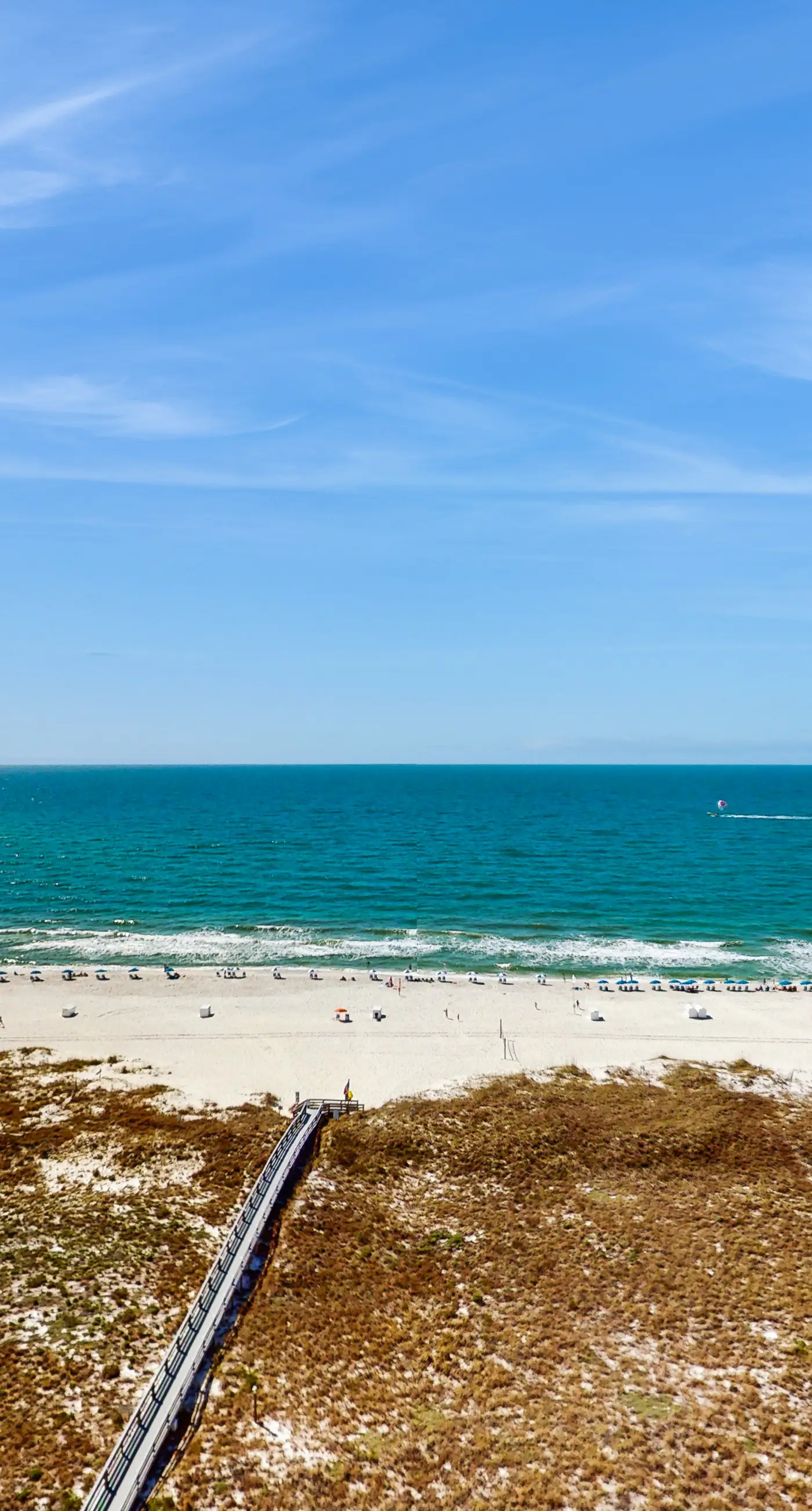 Beachfront property with Gulf-view balcony, outdoor pool & hot tub - near shops