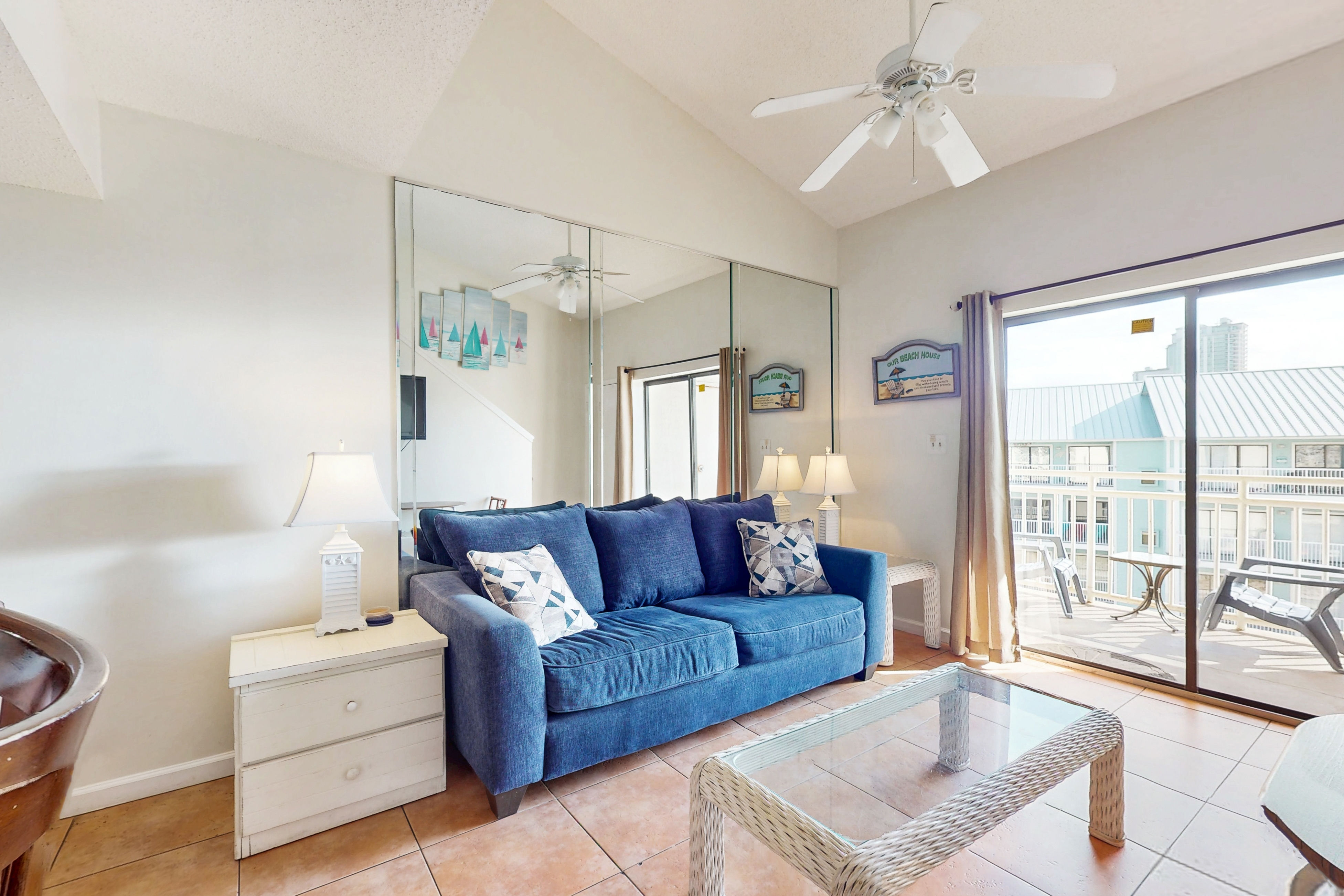 Gulf view condo w/ a full kitchen, private balcony, shared pools, & tennis court