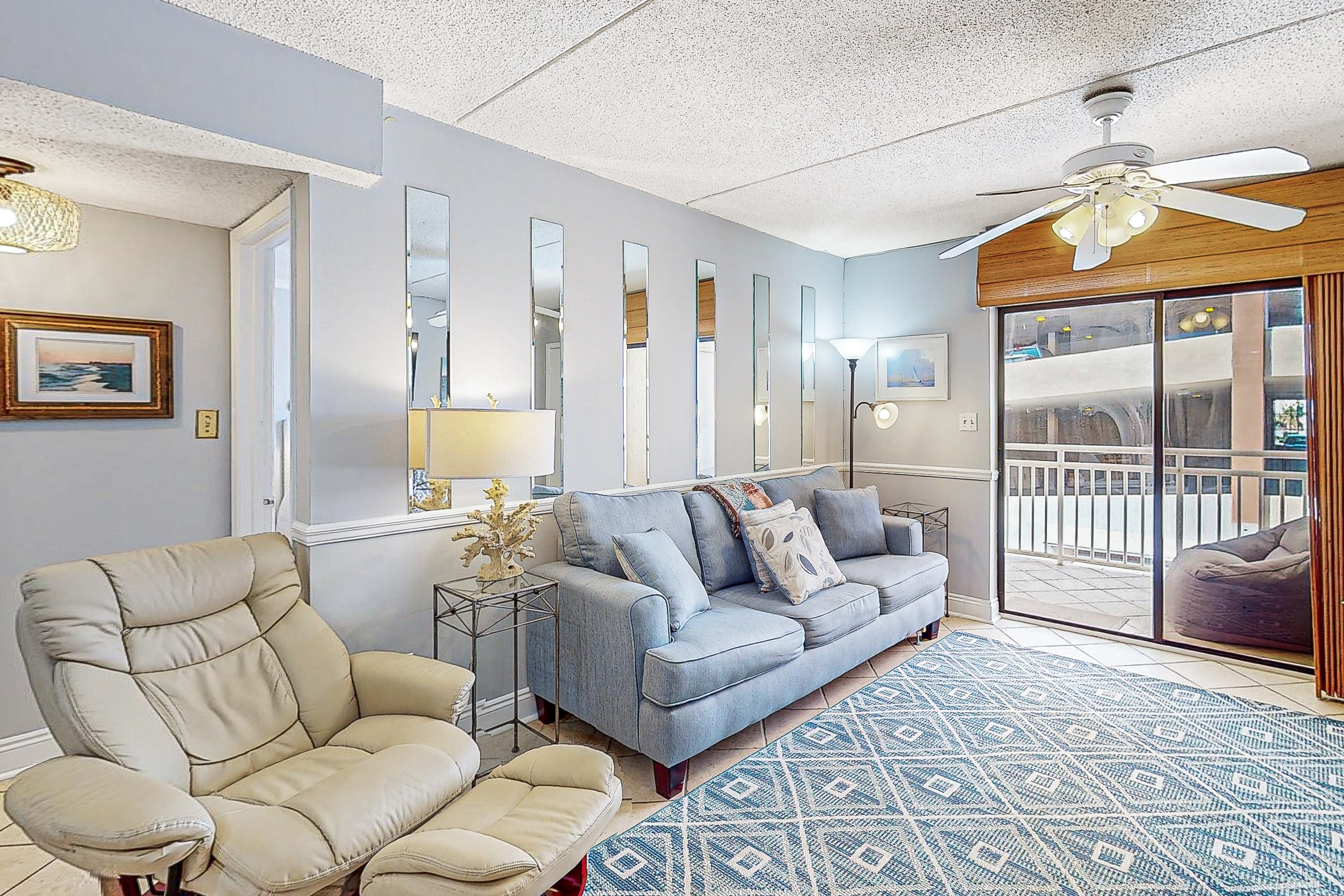 Second floor condo with free WiFi, Gulf views, central AC, and gated entrance