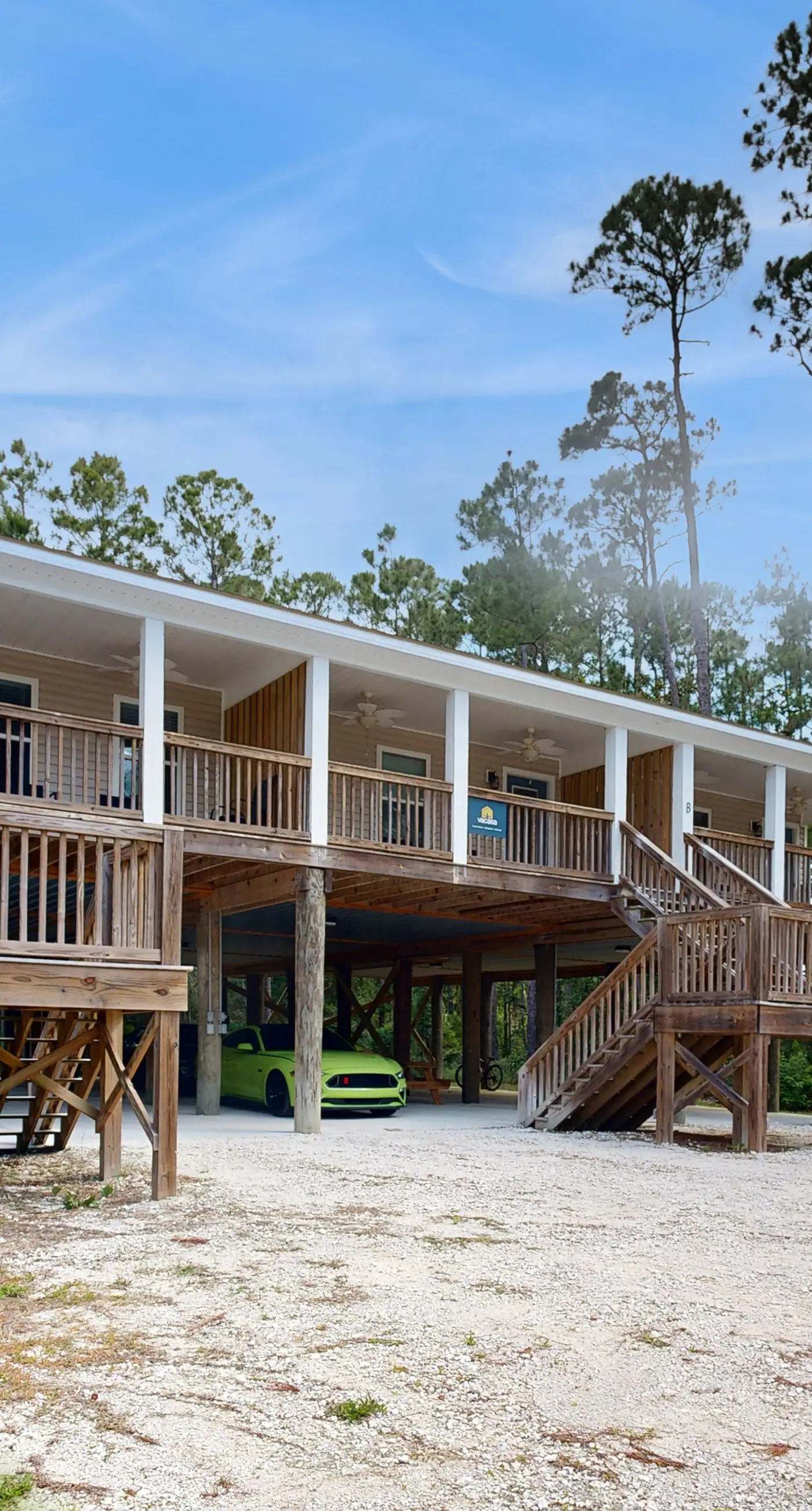Inviting home near the beach with balcony, full kitchen, central AC, & W/D