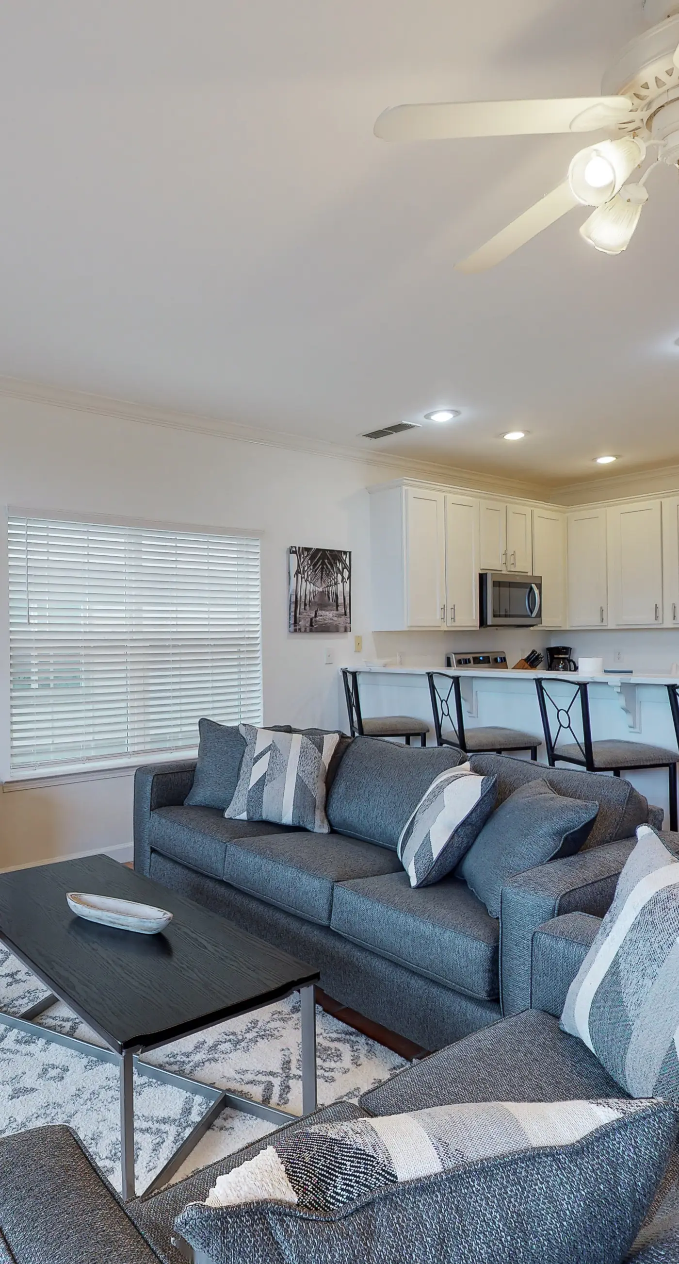 Newly -renovated waterfront condo w/two full kitchens, deck, WiFi, & shared pool