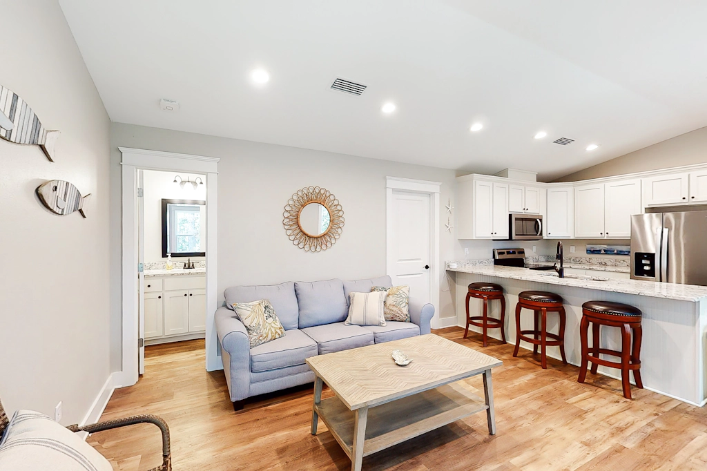 Stylish island condo near the beach with fast WiFi, central AC, & private W/D