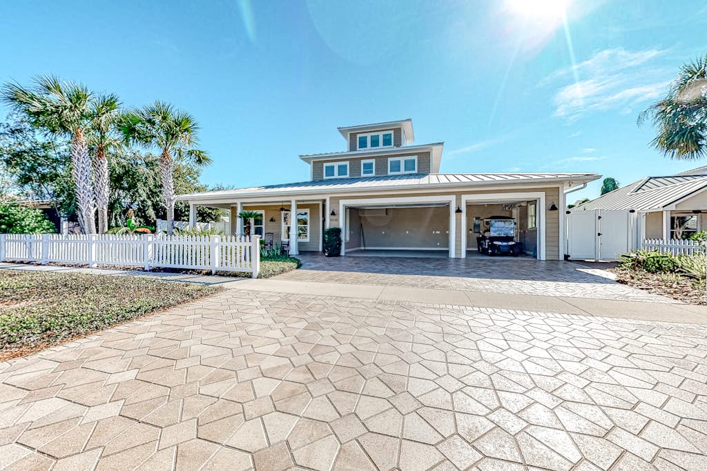 Beachside Craftsman with pool, hot tub, watchtower views, balcony, & golf cart
