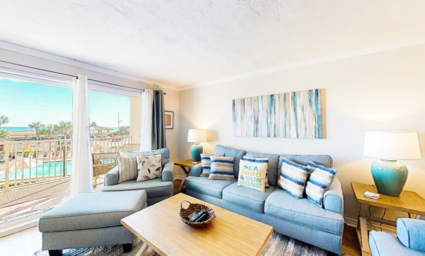 Colorful Gulf-view condo with pools, hot tub, tennis, gym & easy beach access