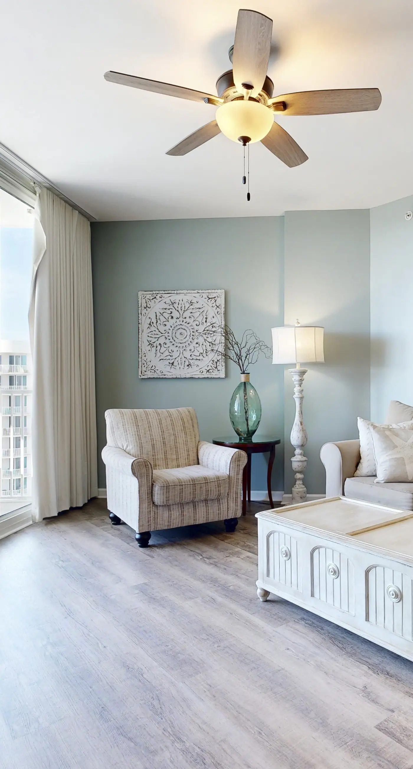 Water-view 11th-floor condo with hot tub, heated pool, tennis, sauna, gym, W/D