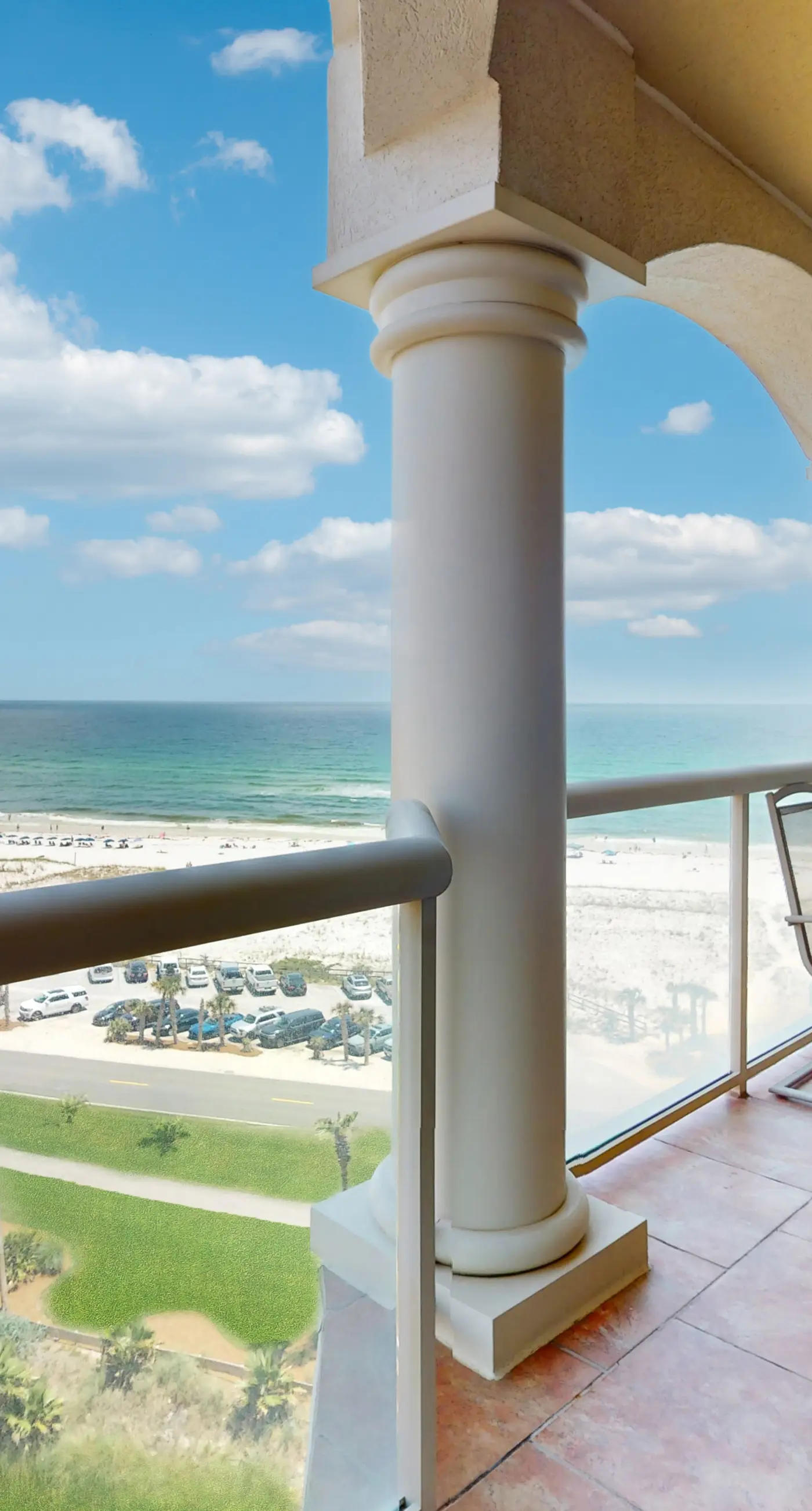 Gulf-view condo with pool, hot tub, beach access, tennis, balcony, AC, & W/D