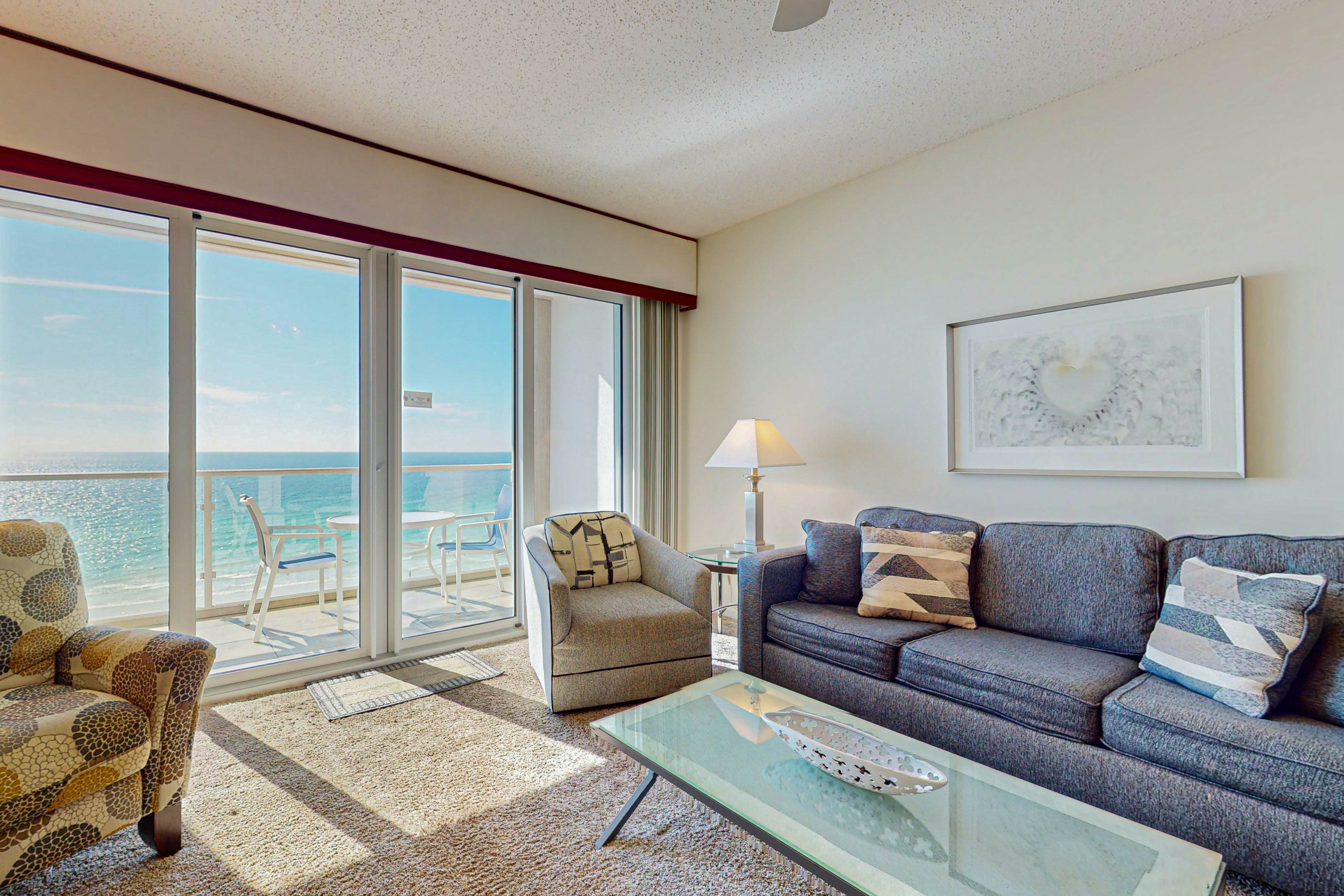 Seaside escape with water view, balcony, pool, pool spa & gym access