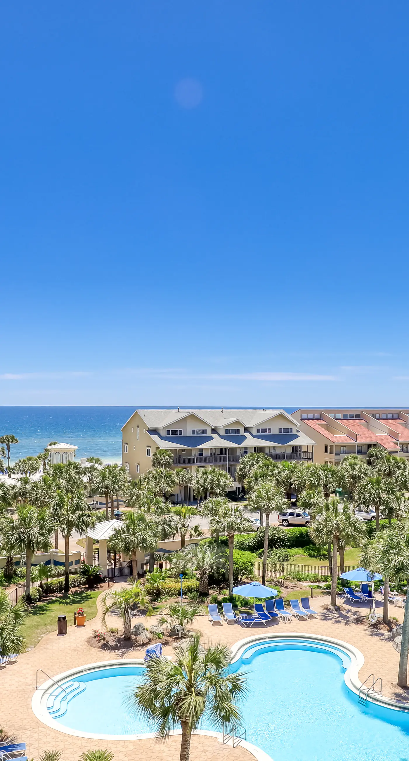 Gulf-view Sterling Shores condo with pool, gym & beach access