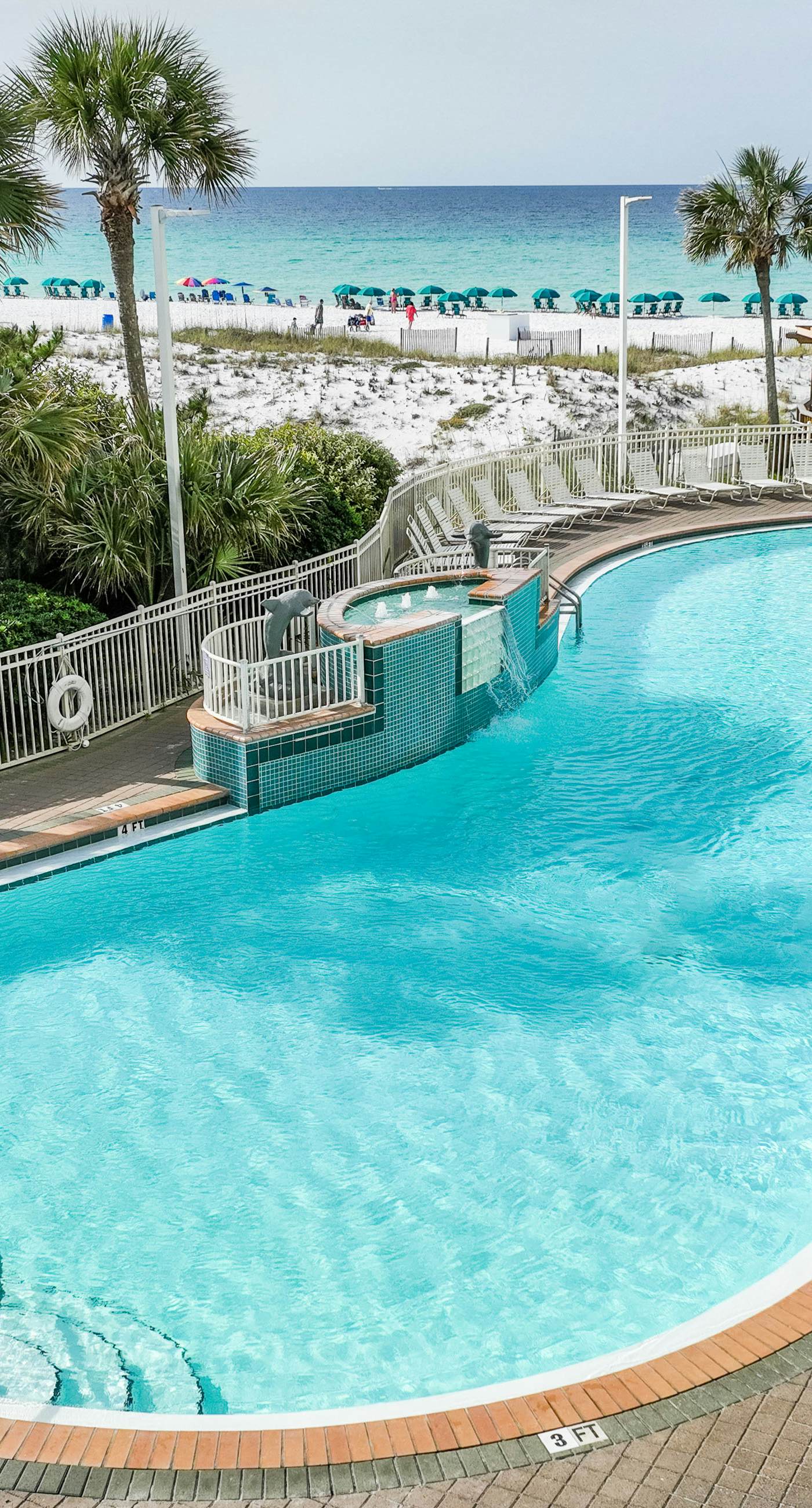 5th-floor condo with patio, pool & ocean views