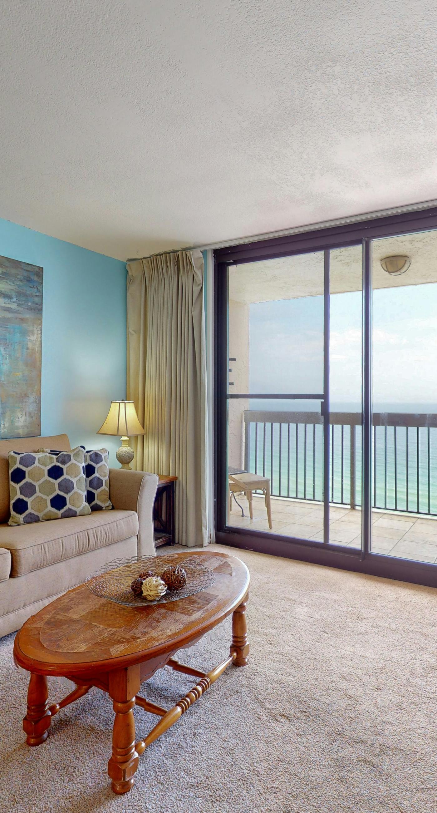 One bedroom condo close to beach w/ocean views and private balcony