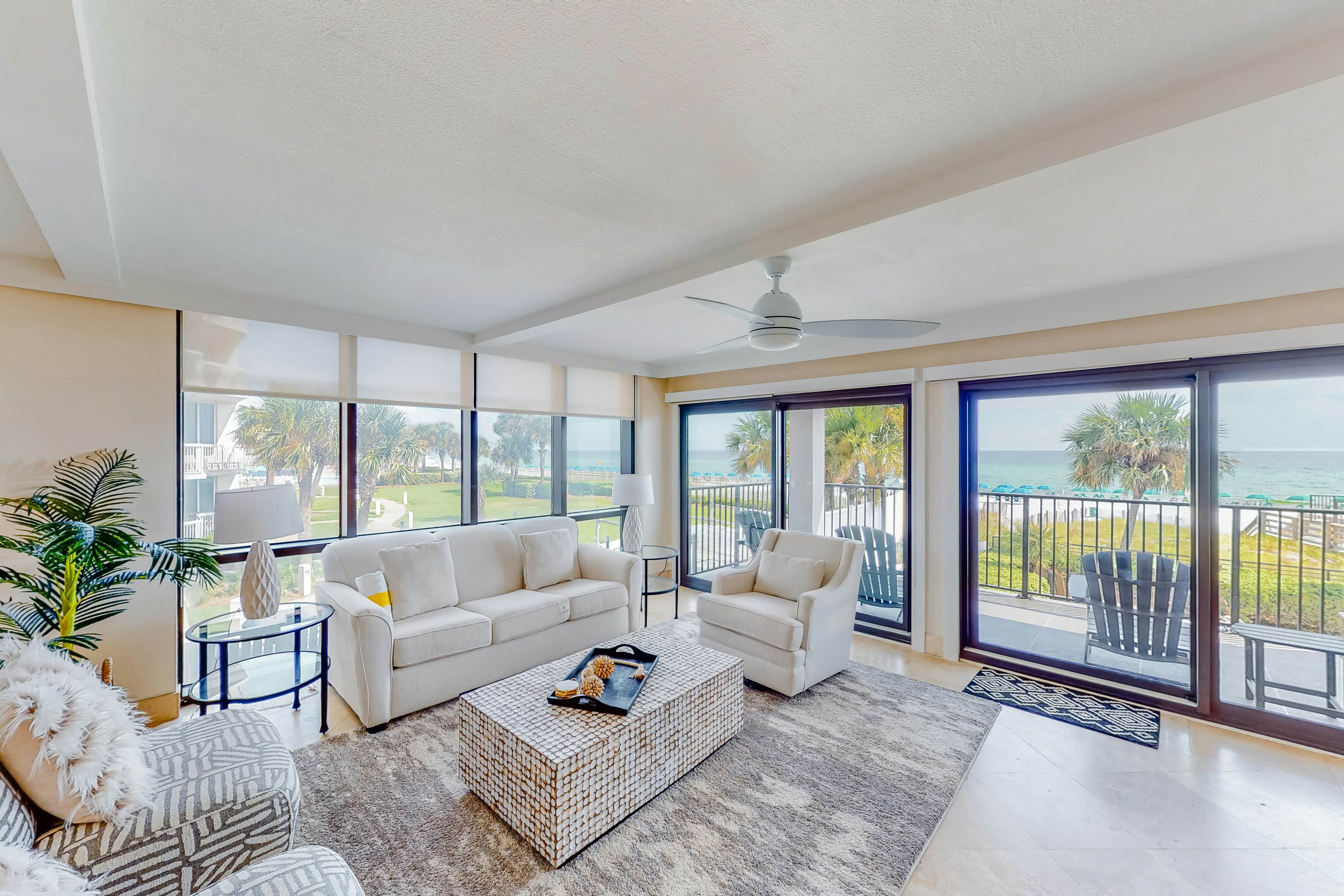 Second floor Gulf front condo with ocean views, central AC, and access to pool
