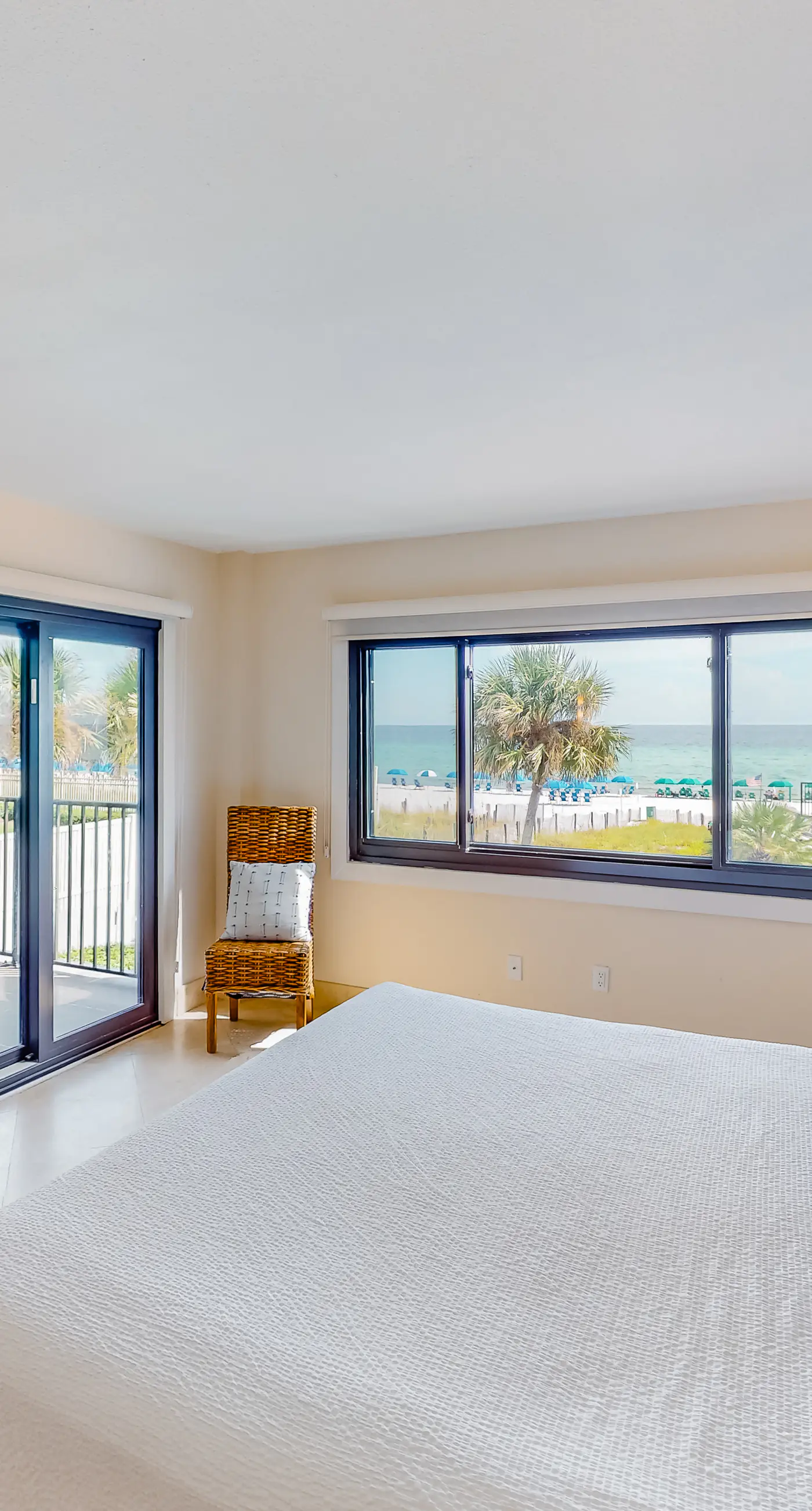 Second floor Gulf front condo with ocean views, central AC, and access to pool