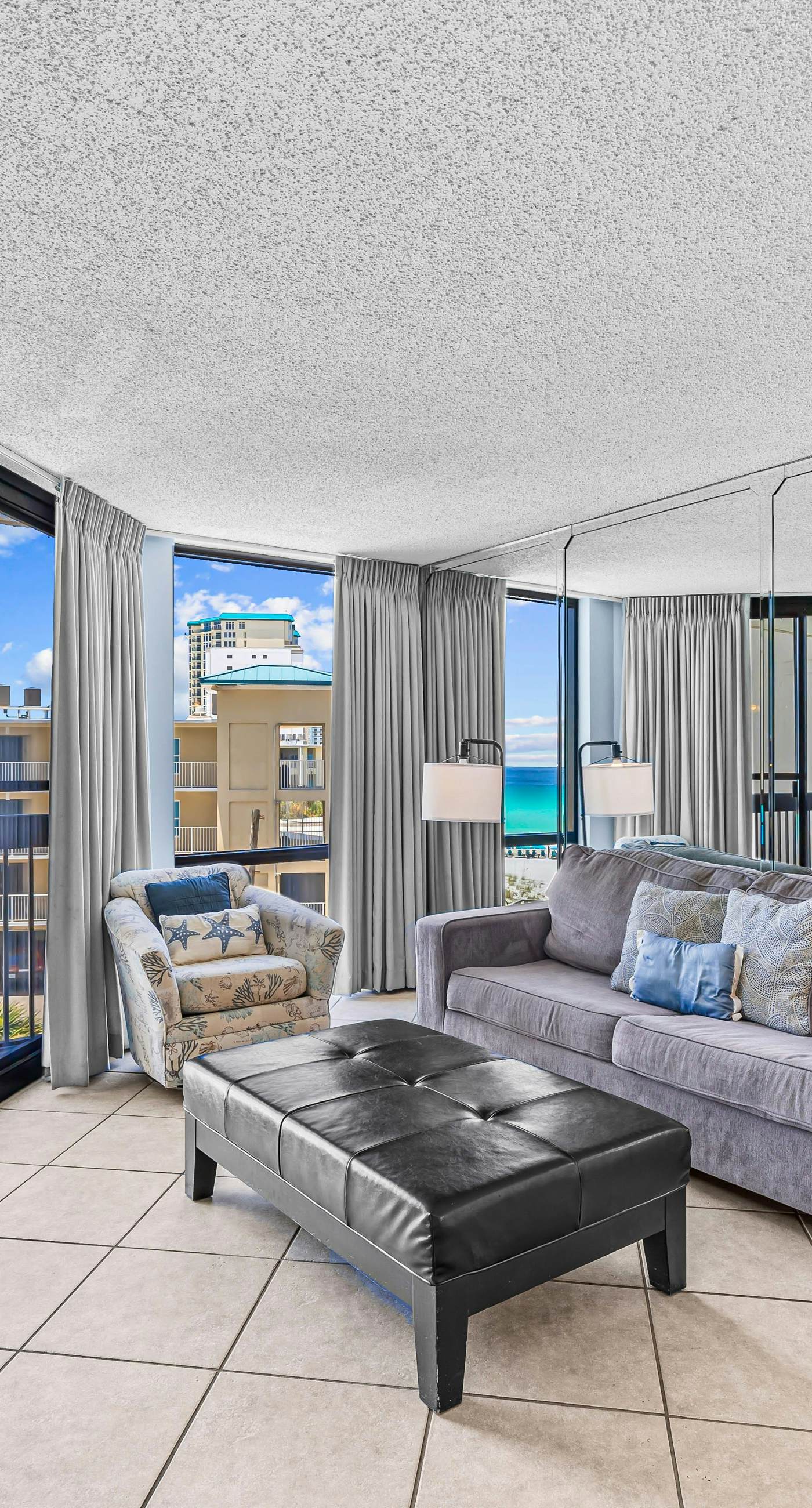Ocean-view condo at SunDestin with pool, hot tub, sauna, and walkable locale