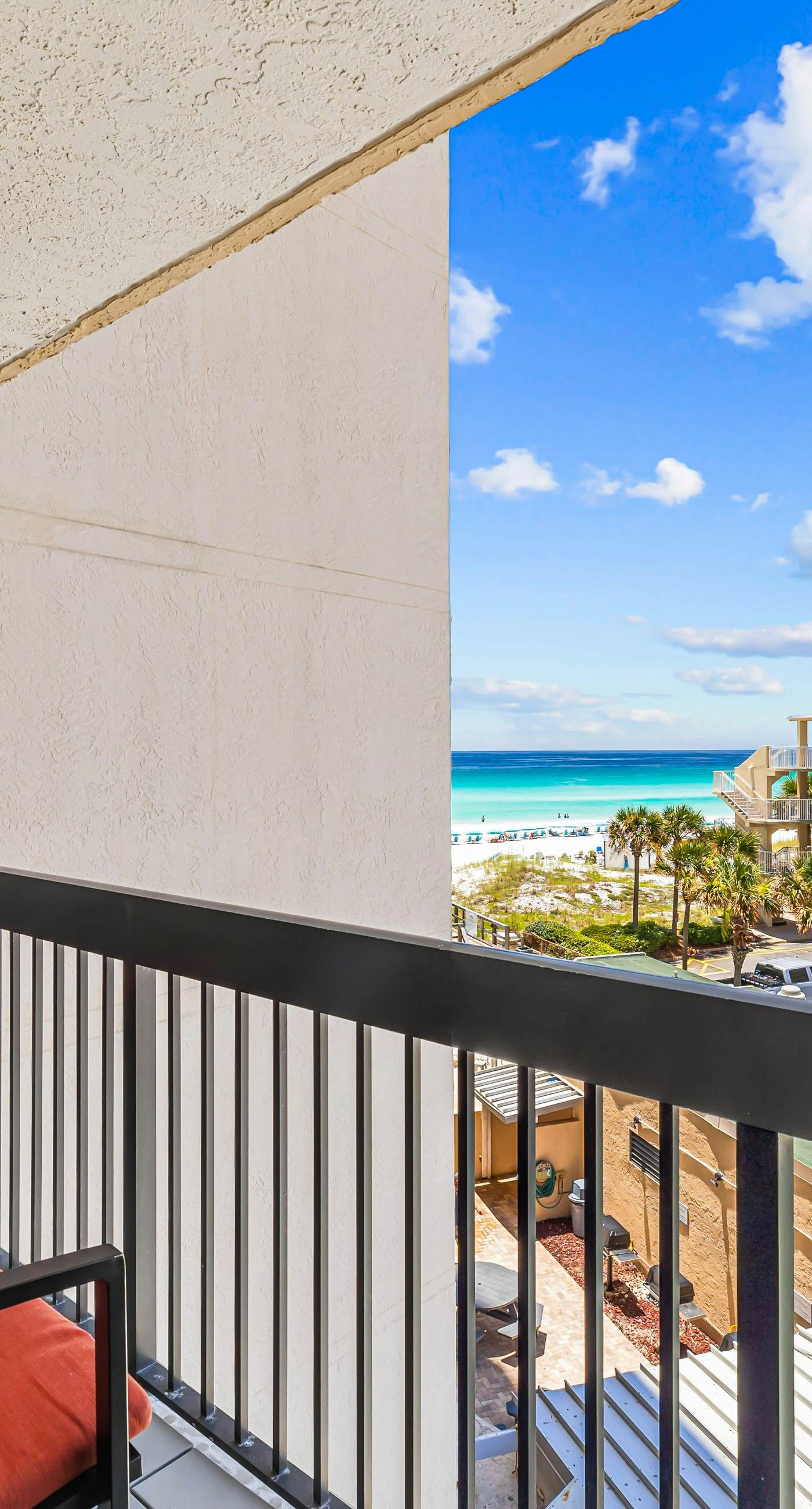 Ocean-view condo at SunDestin with pool, hot tub, sauna, and walkable locale
