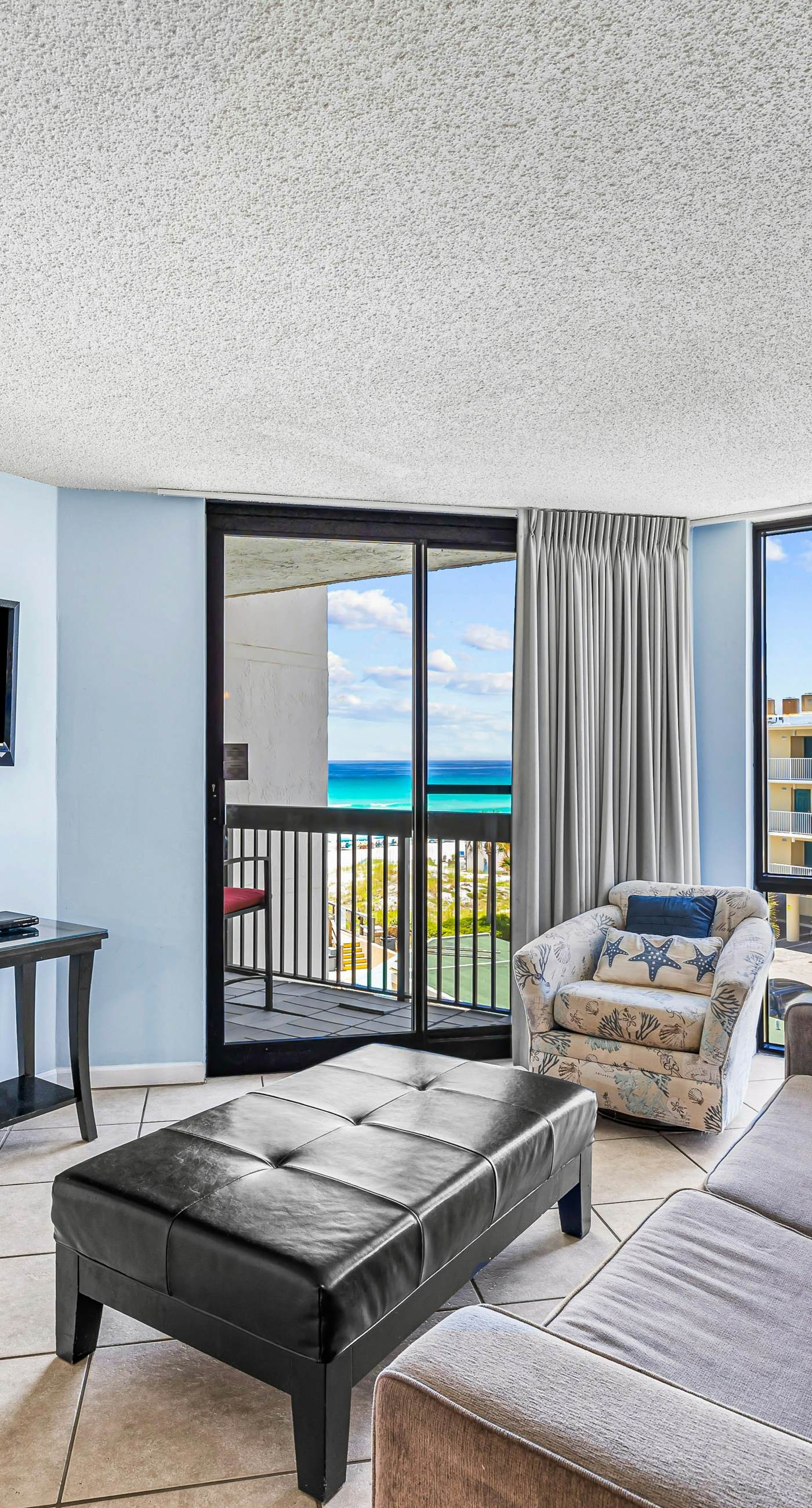 Ocean-view condo at SunDestin with pool, hot tub, sauna, and walkable locale