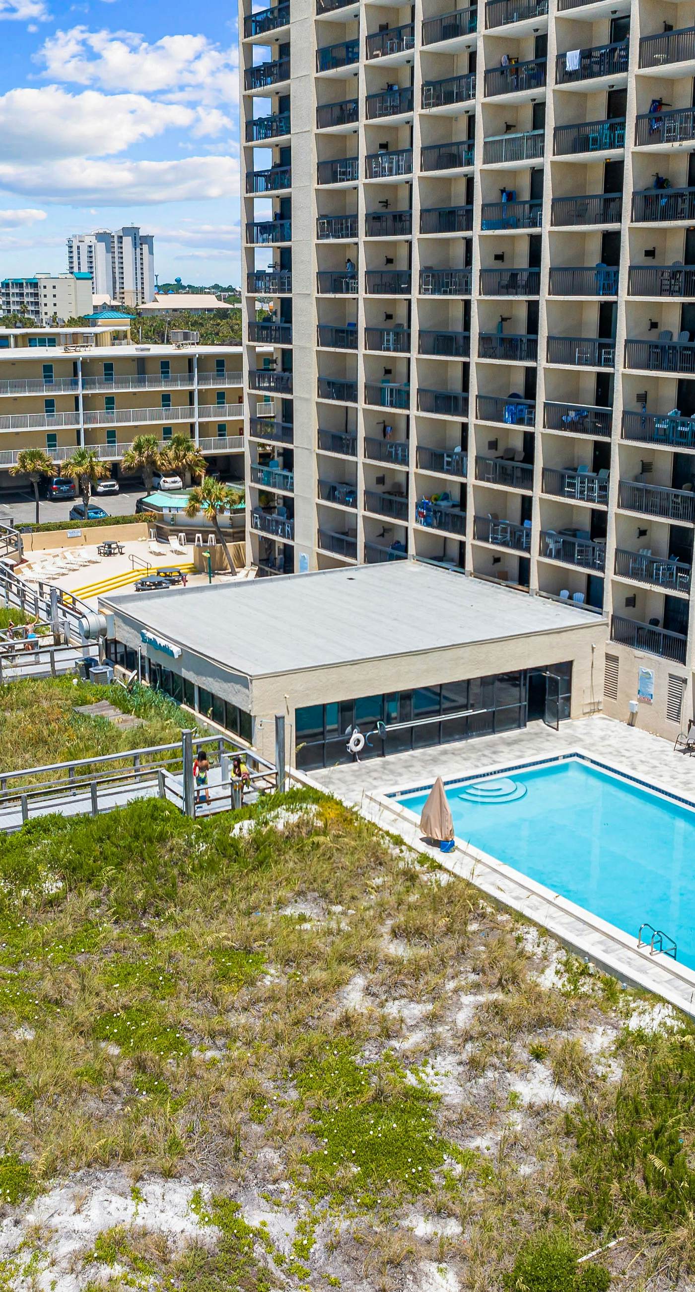 Ocean-view condo at SunDestin with pool, hot tub, sauna, and walkable locale