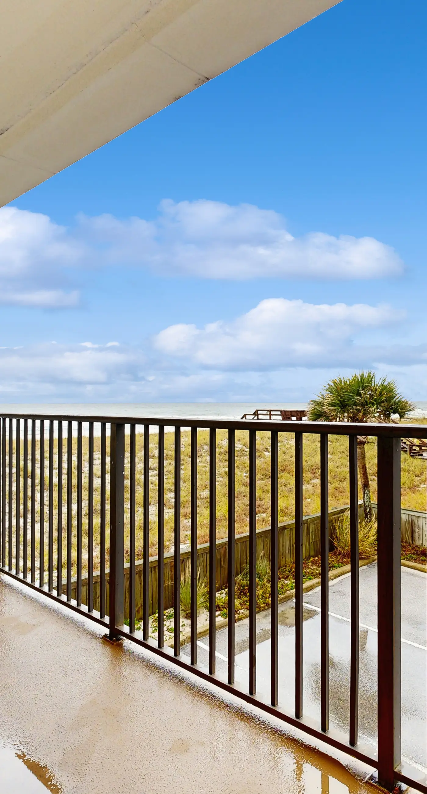 Beachfront condo, shared pool, large balcony and beach access
