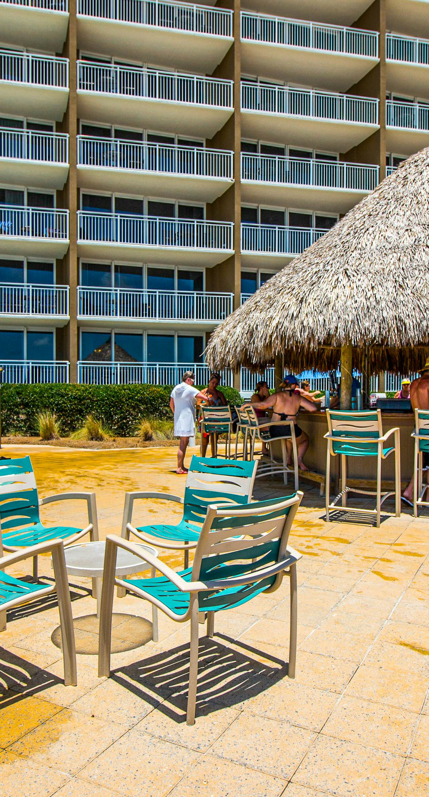 Beachfront resort condo with gulf views, pools,splash pad, hot tub, & gym