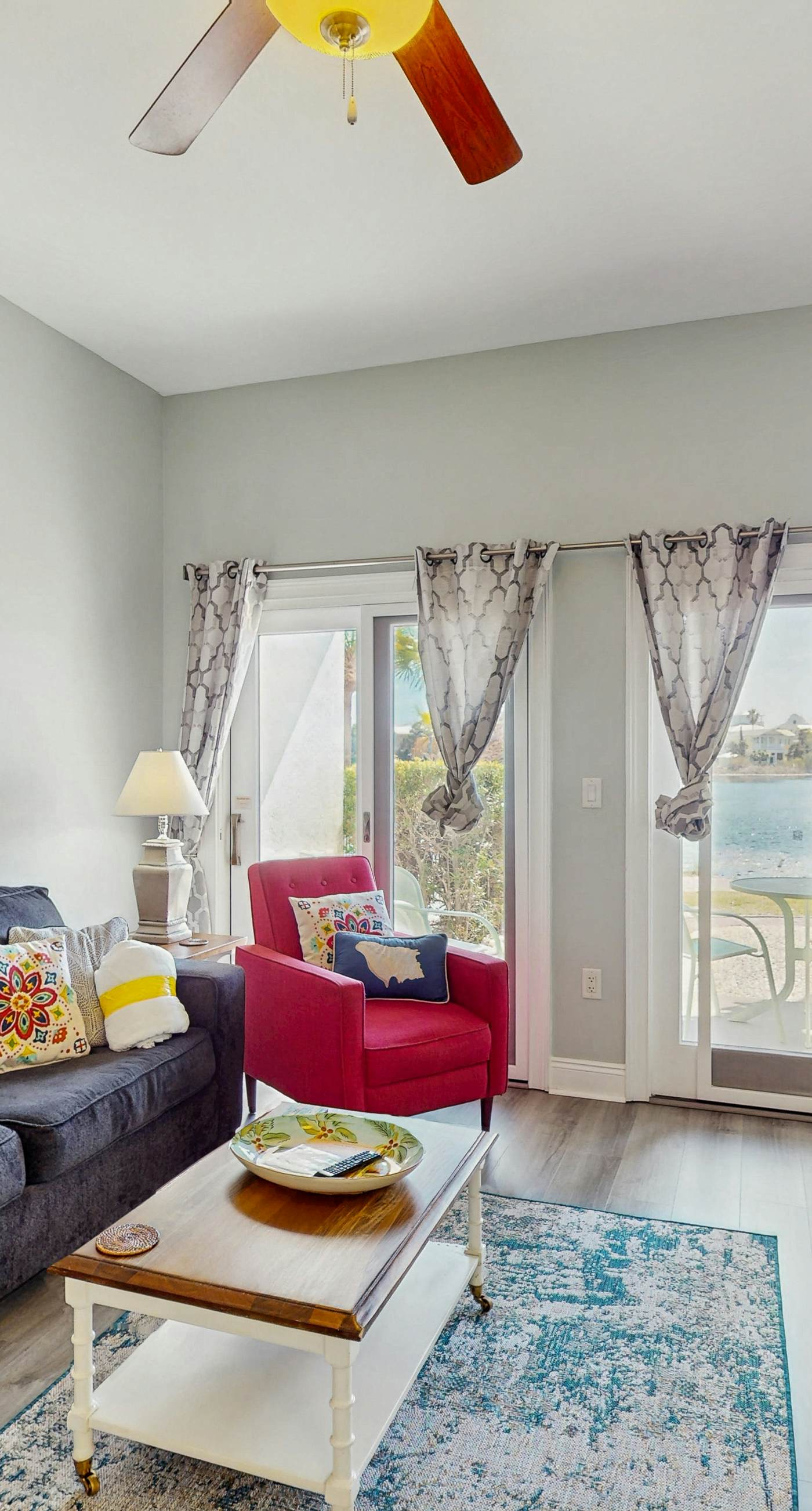 Lakefront dog-friendly condo with water views, pool, hot tub & beach access