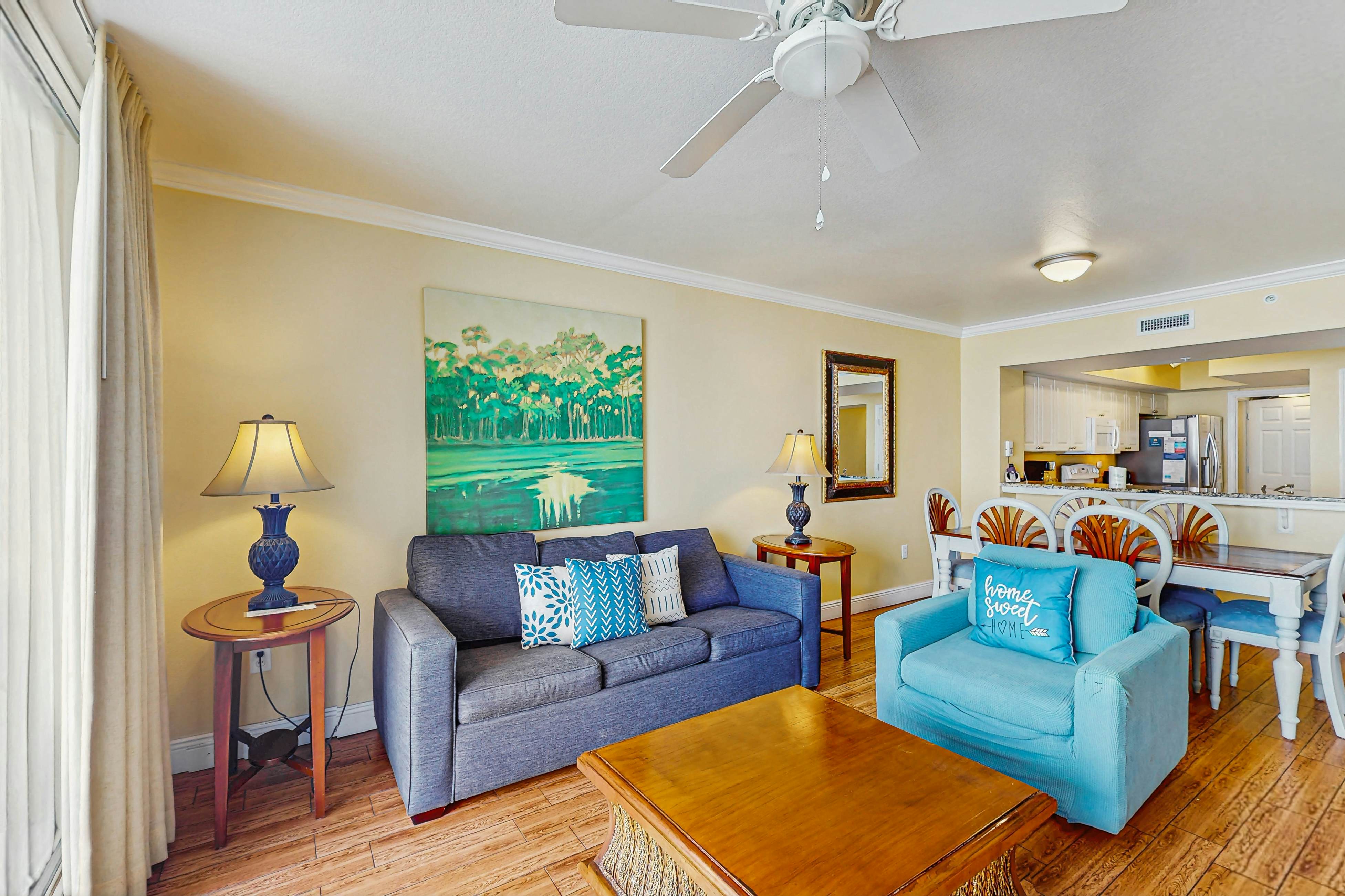 Roomy retreat on the water with private balcony, shared pool, & beach access