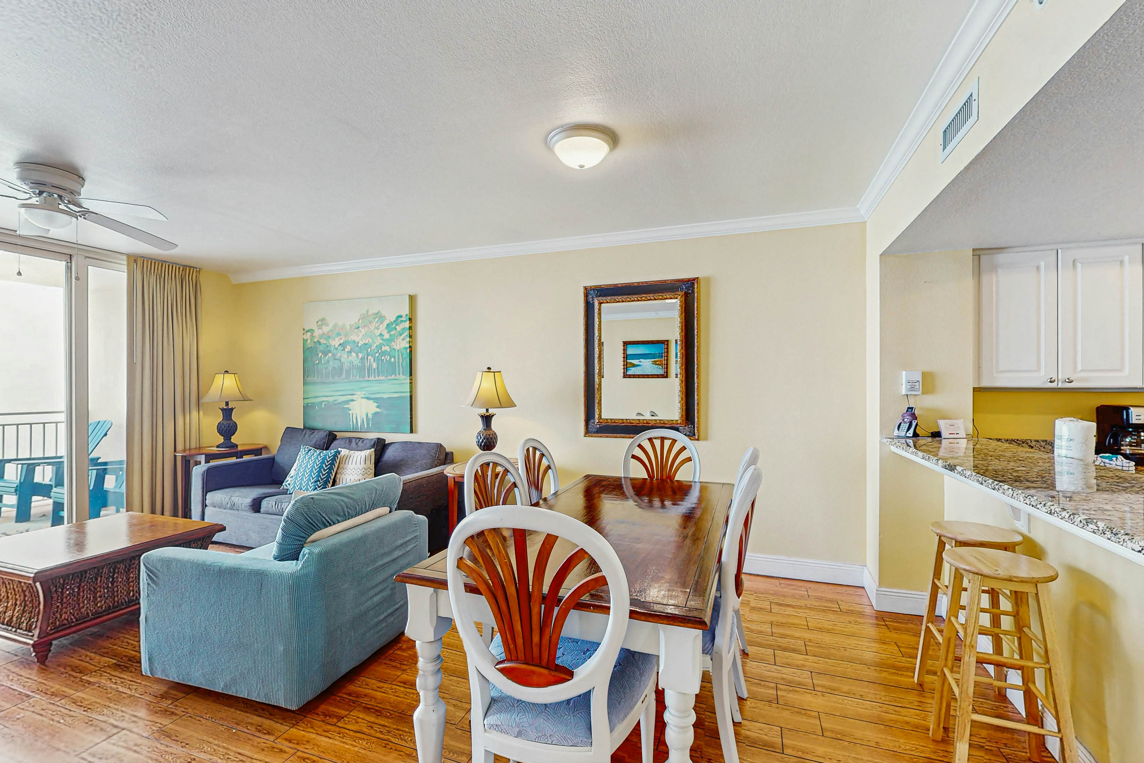 Roomy retreat on the water with private balcony, shared pool, & beach access