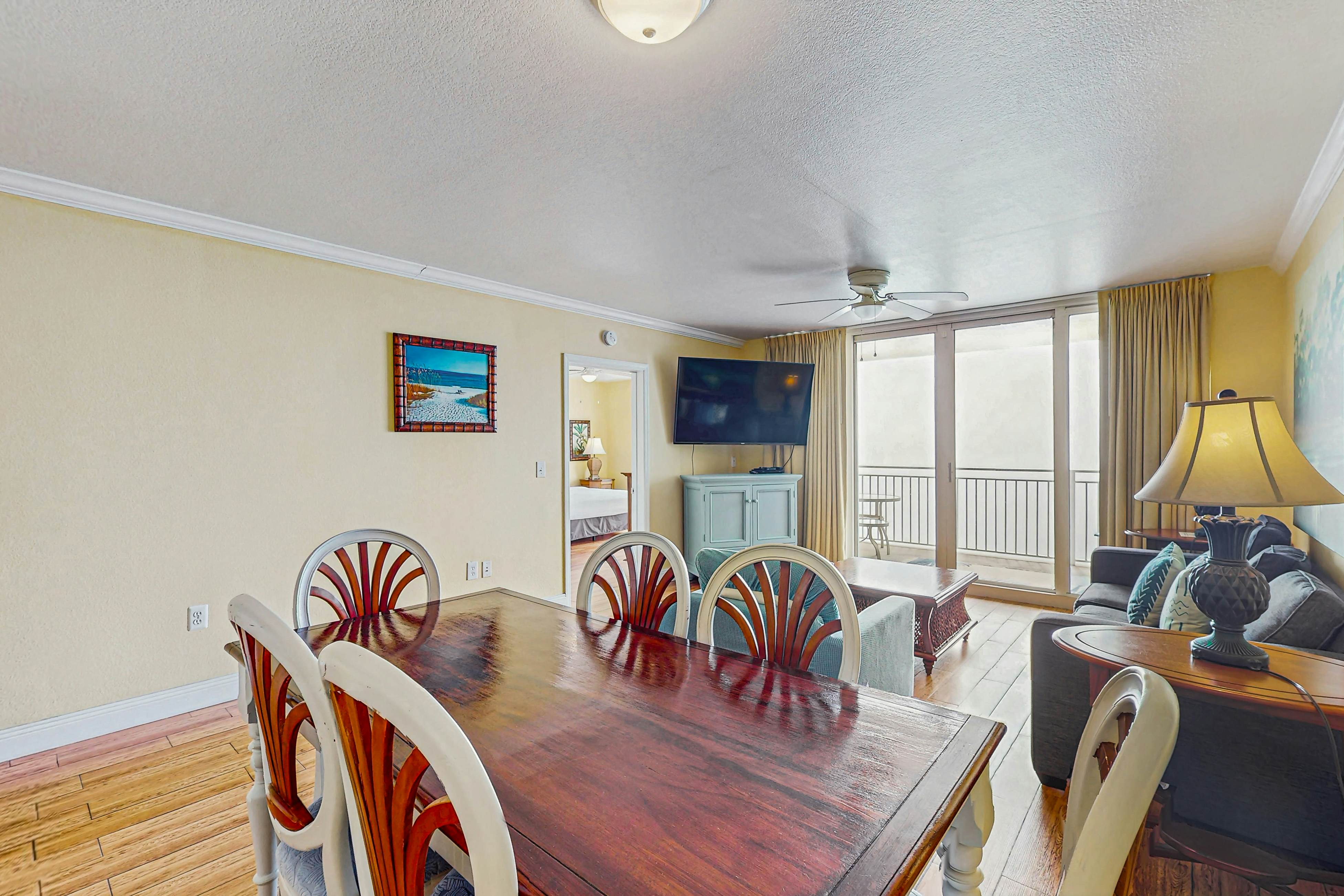 Roomy retreat on the water with private balcony, shared pool, & beach access