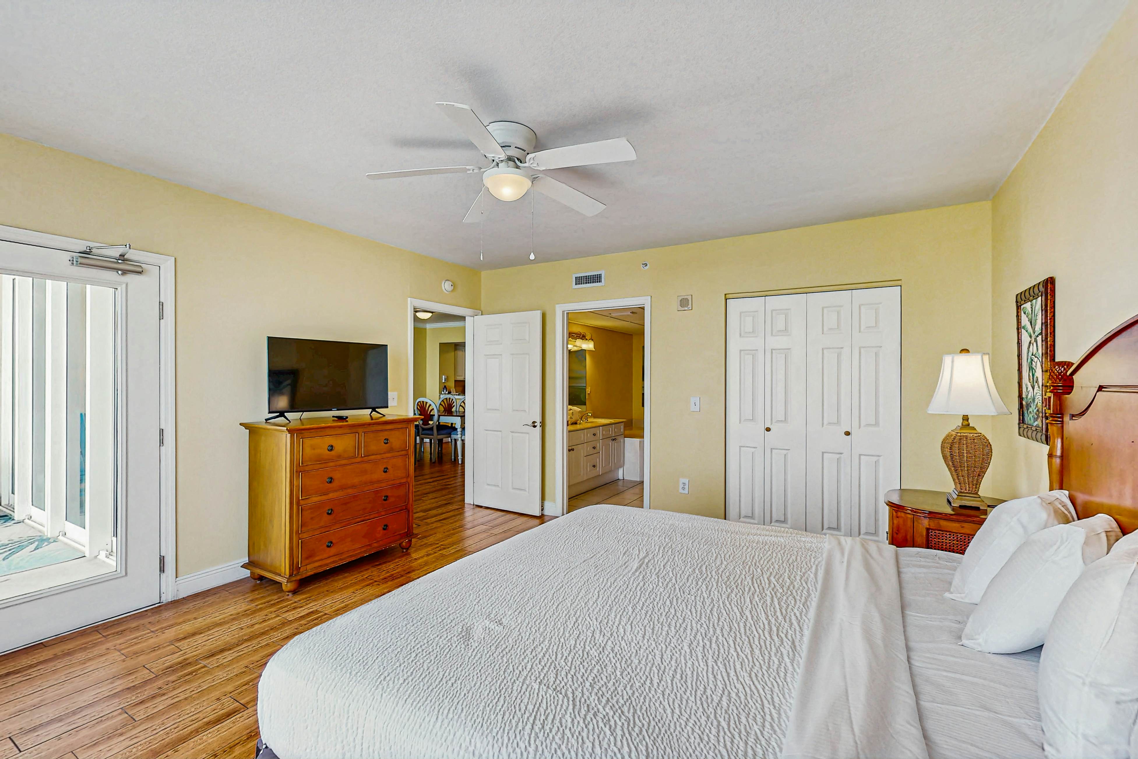 Roomy retreat on the water with private balcony, shared pool, & beach access