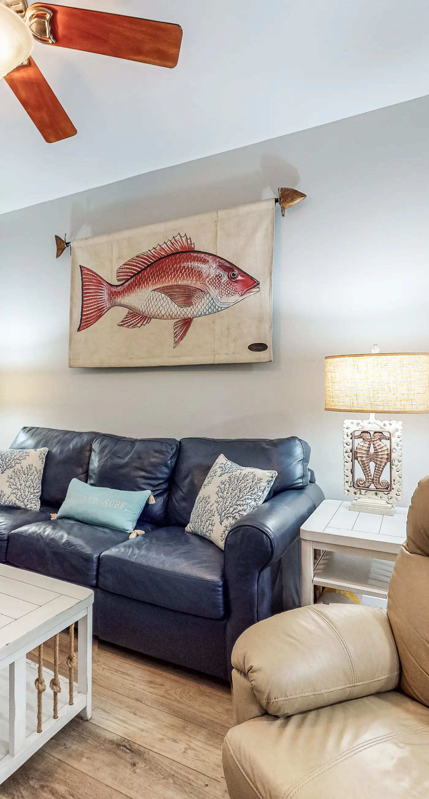 Water-view condo with central AC, pool & private beach access