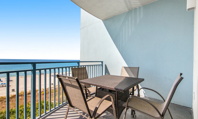 Gulf-front condo with seasonal beach service, pool, hot tub & gym