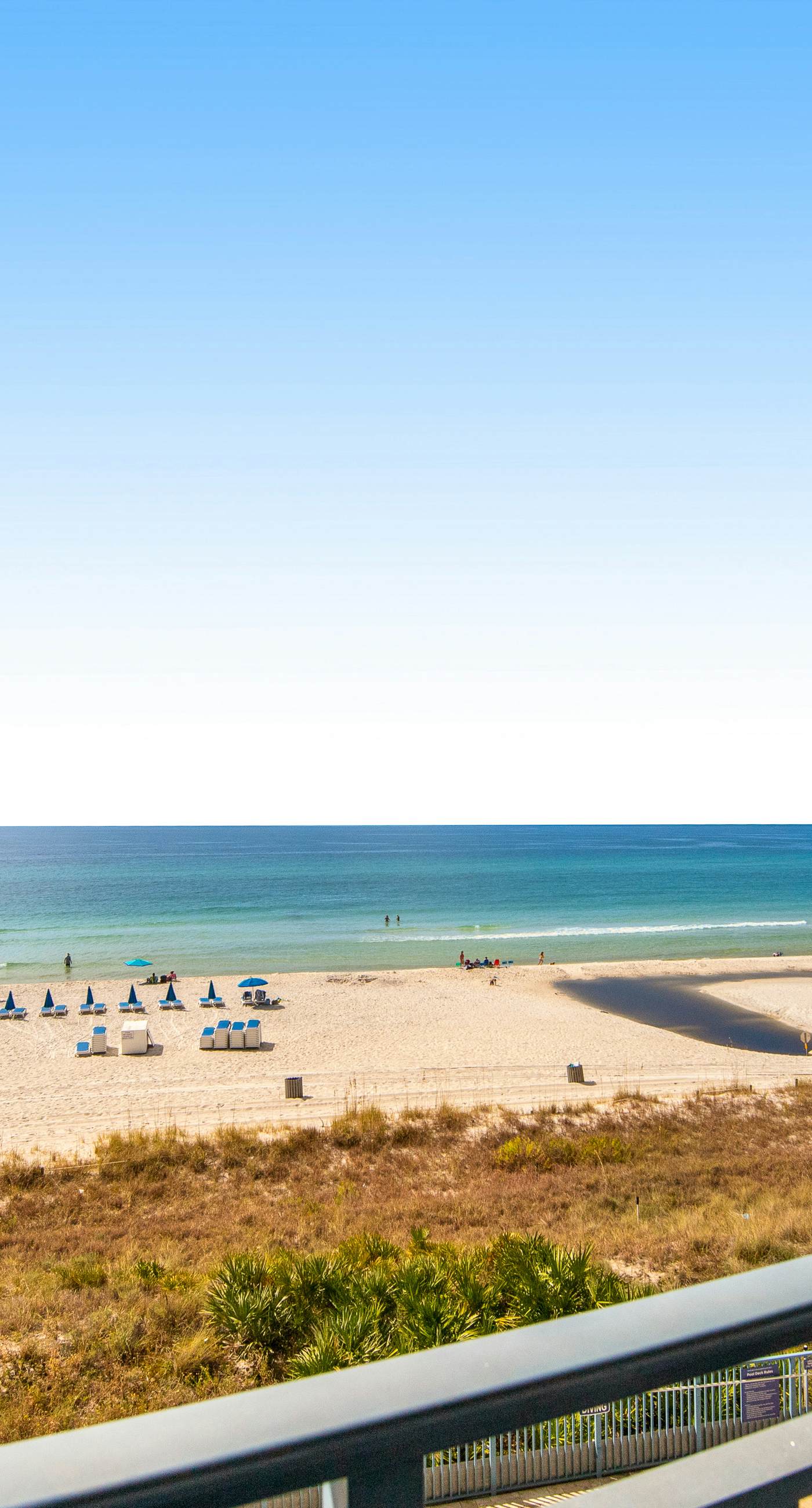 Gulf-front condo with seasonal beach service, pool, hot tub & gym