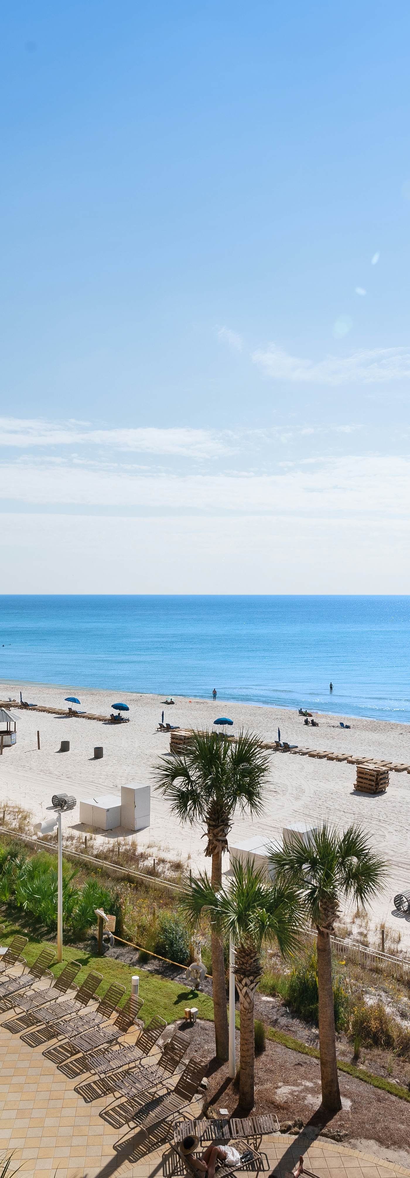 Tropical touches abound with balcony, pools, gym & beach access