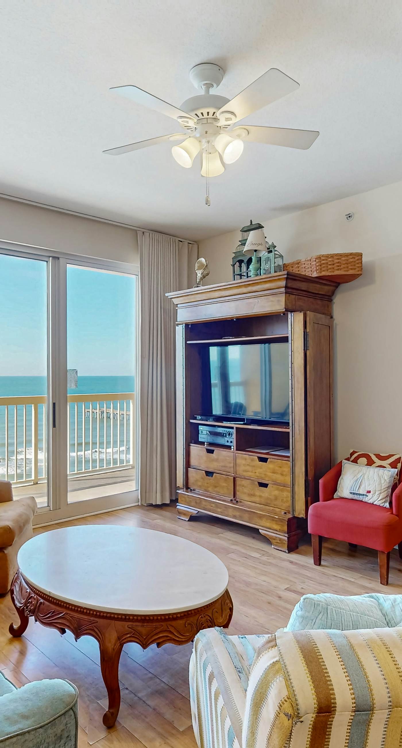 Tropical touches abound with balcony, pools, gym & beach access