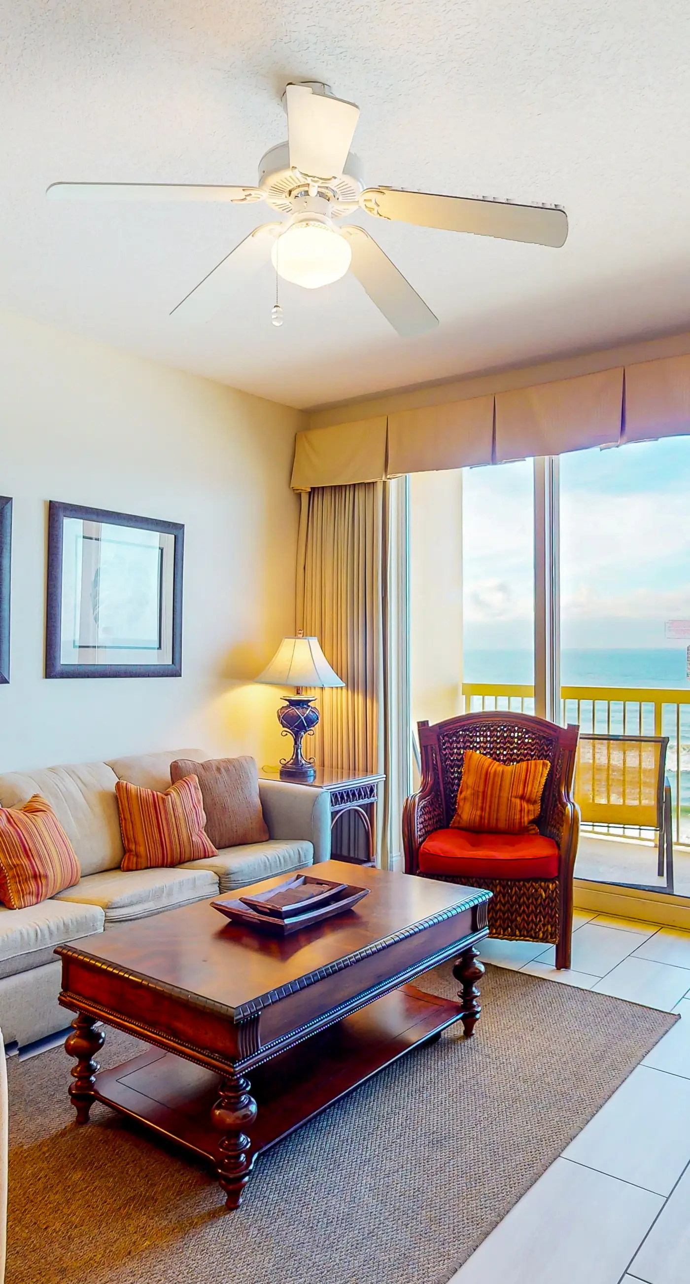 Spacious, waterfront condo with furnished balcony, pools & fitness room