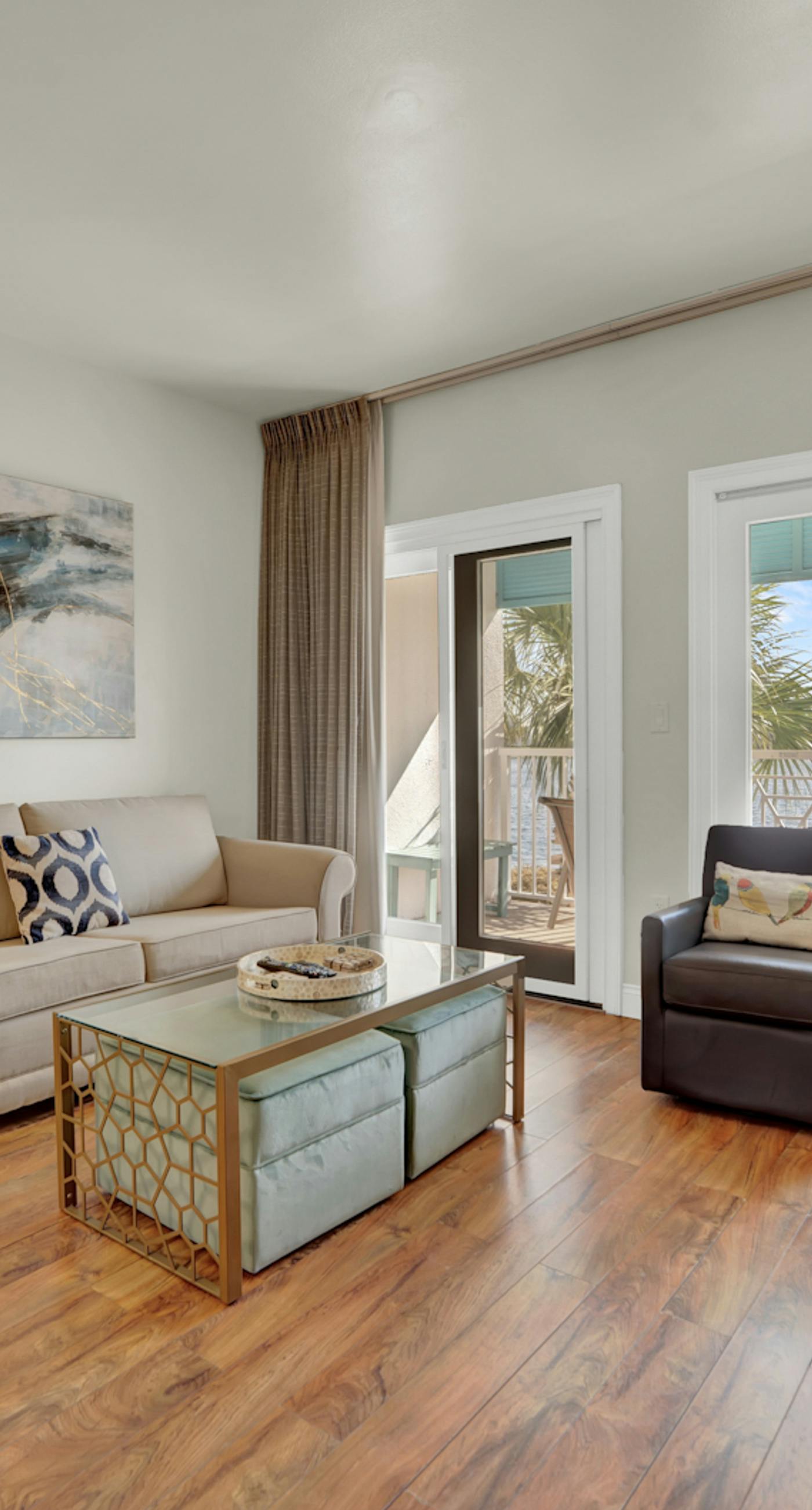 Stunning lake-view condo with private balcony, pools, hot tub, & private beach