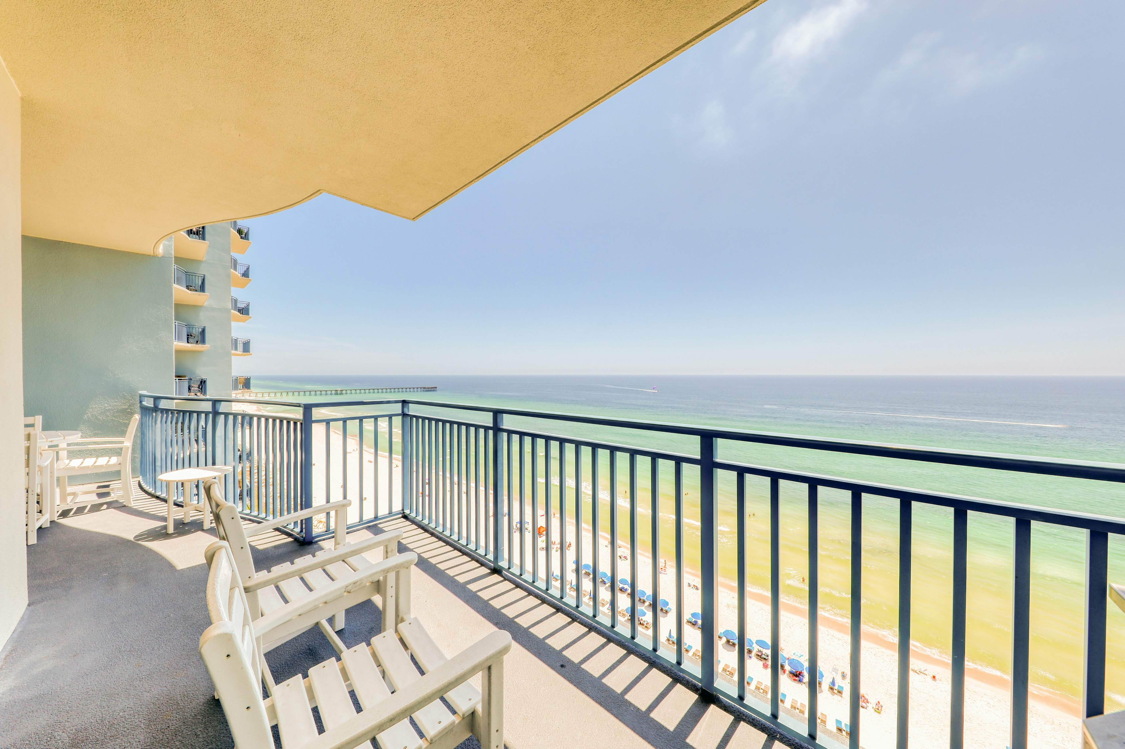 Beachfront condo with Gulf views, access to beach, large pool, hot tub & gym