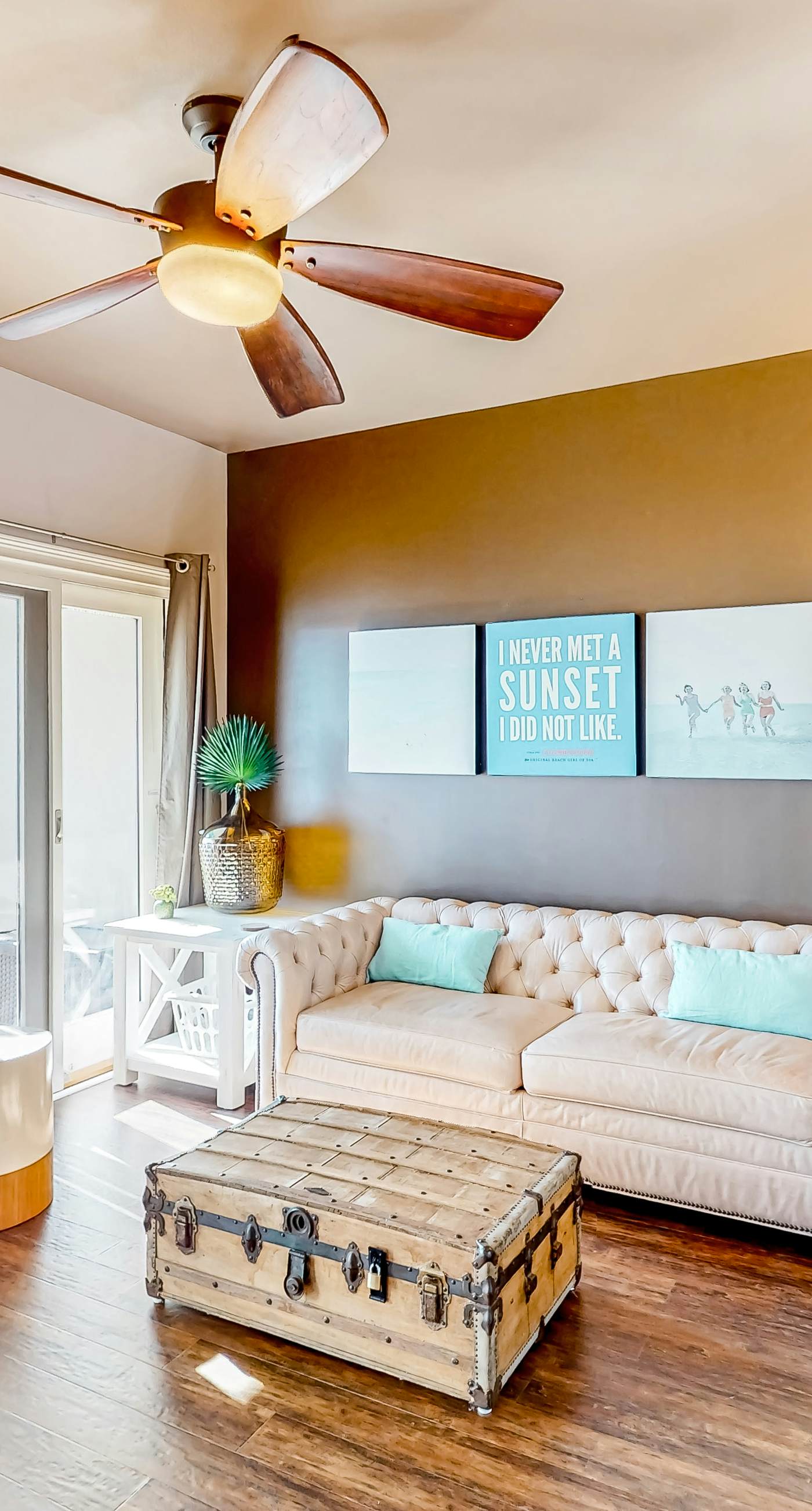 Water-view condo with on-site pool, hot tub, beachfront access, & sports courts