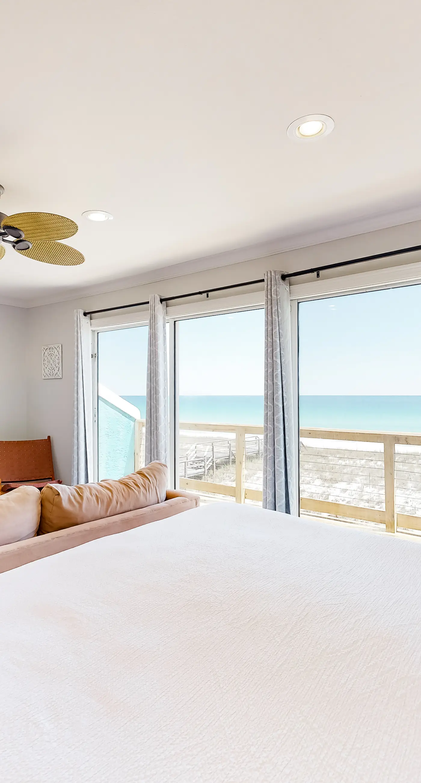 Three-Story Beachfront Gem with a Private Balcony, Ocean View, & Full Kitchen