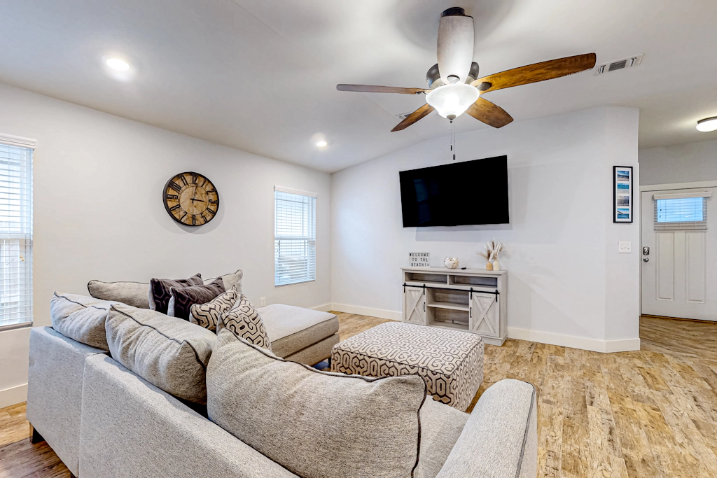 Brightly updated home near the sound with large patio, chef's kitchen, & W/D