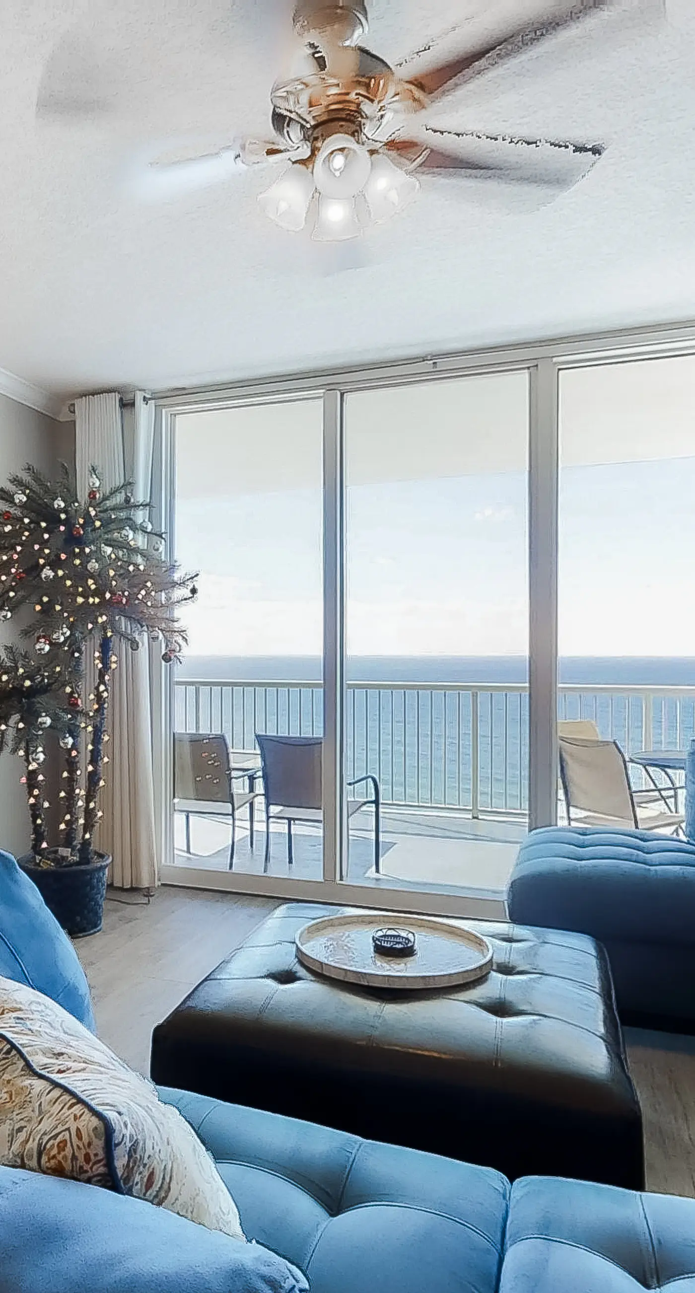 Contemporary flat with Gulf views, furnished balcony & beach access