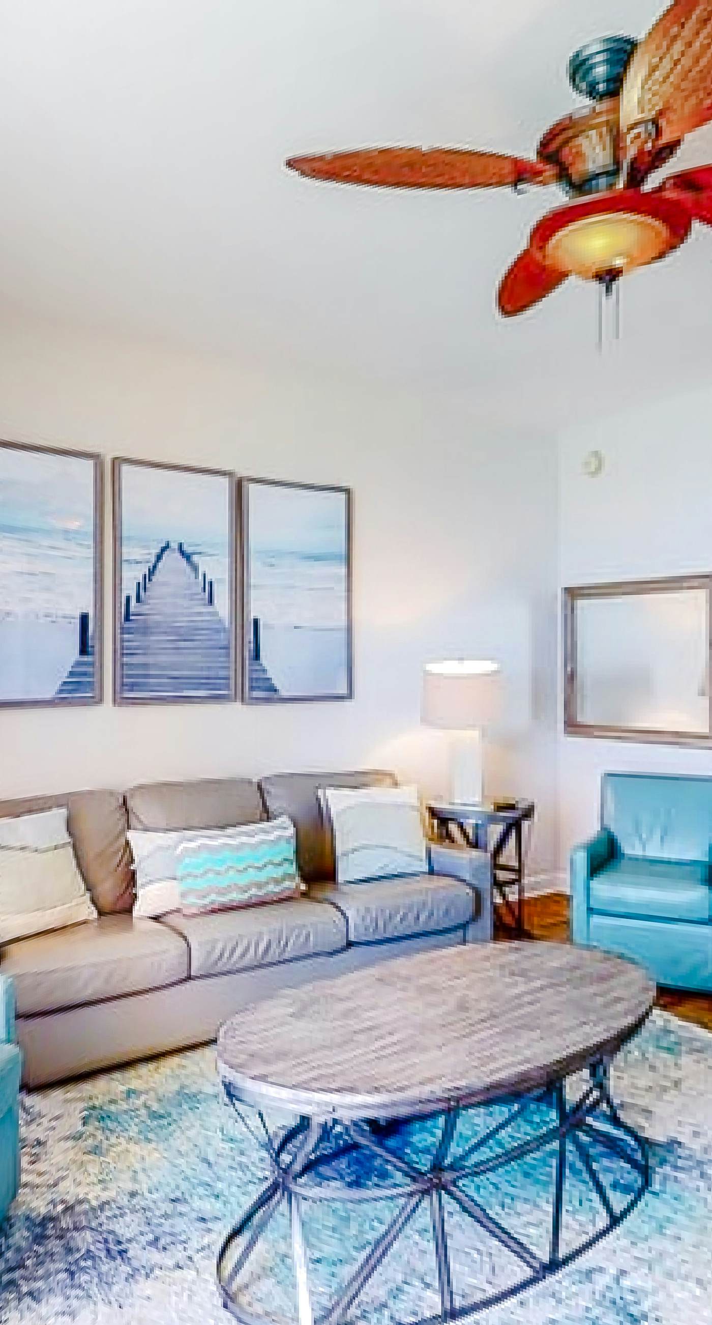 Gulf-view escape near the beach with pool, hot tub, balcony & w/d