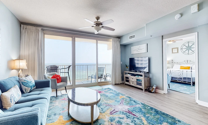 Updated beachfront condo with pool, hot tub, W/D, & central AC